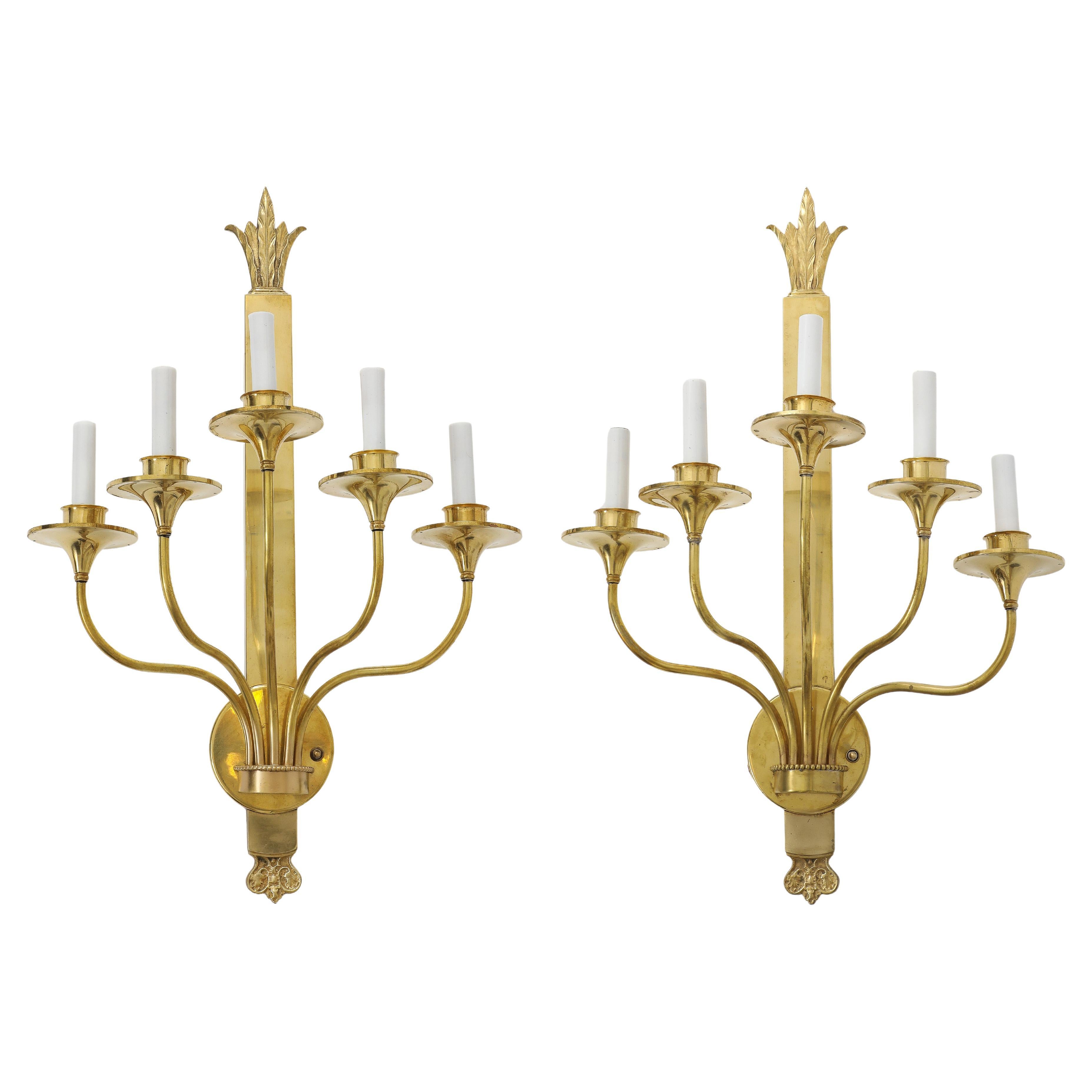 Grande applique francese in ottone massiccio degli anni '50 in vendita
