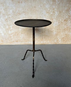 Large 1950s Spanish Iron Drinks Table with Twisted Legs