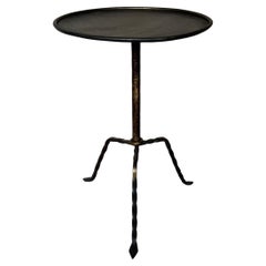 Retro Large 1950s Spanish Iron Drinks Table with Twisted Legs