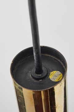 Grand pendentif modèle Stilnovo des années 1950 en laiton et verre avec étiquette jaune d'origine