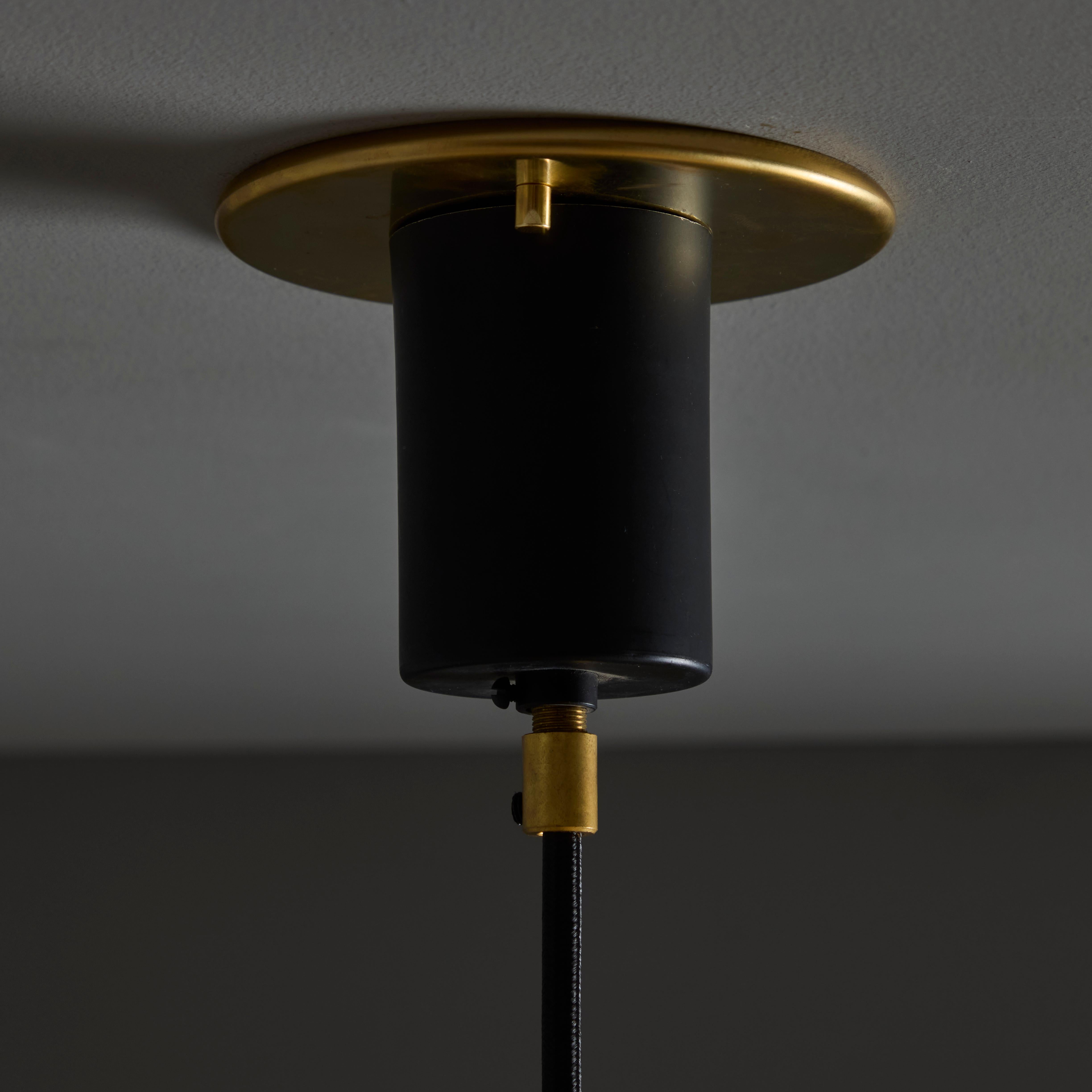 Large 1950s Stilnovo Opaline Glass and Brass Pendant Lamp For Sale 8