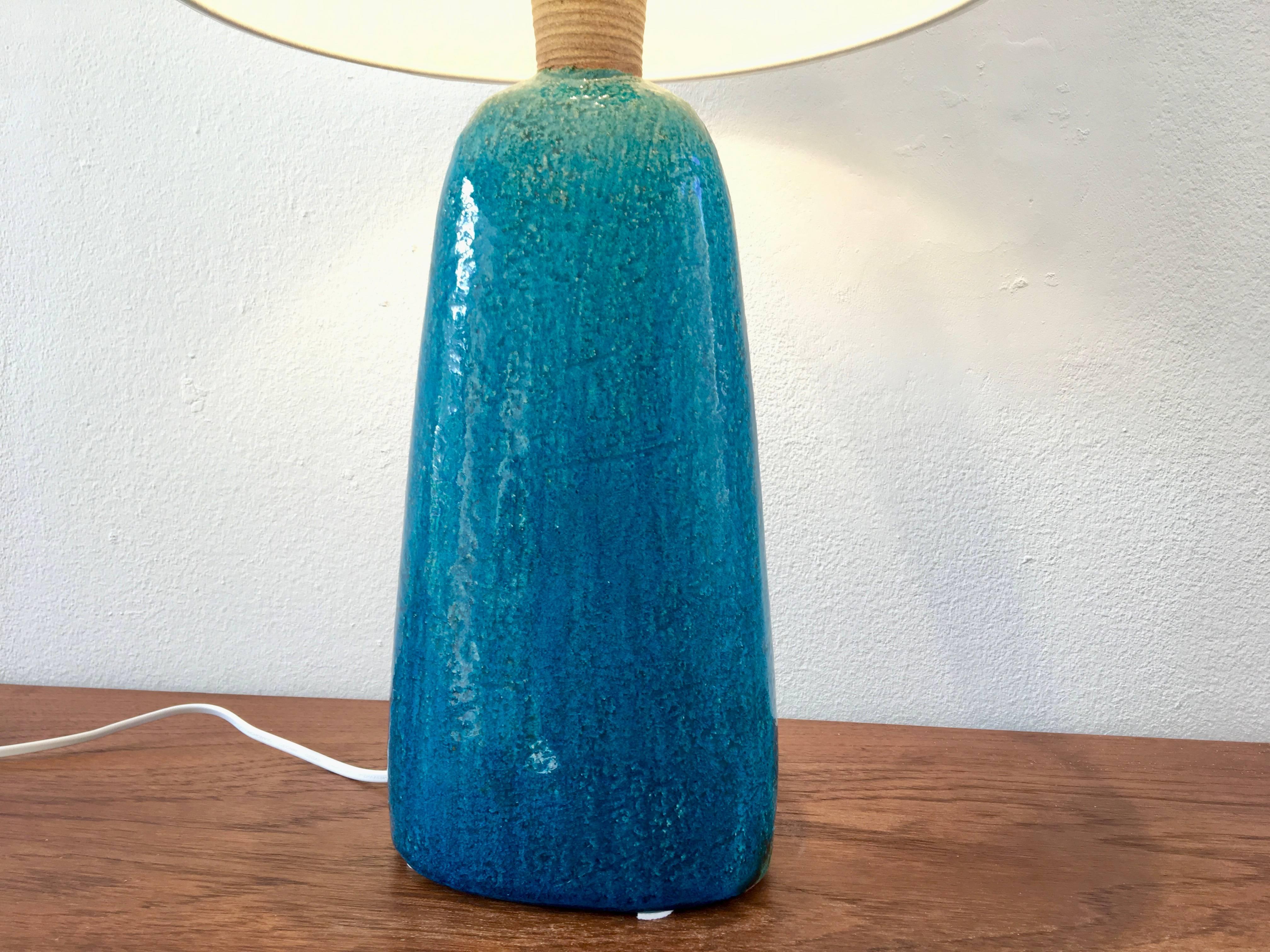Mid-Century Modern Large 1950s Turquoise Midcentury Table Lamp by Nils Kähler