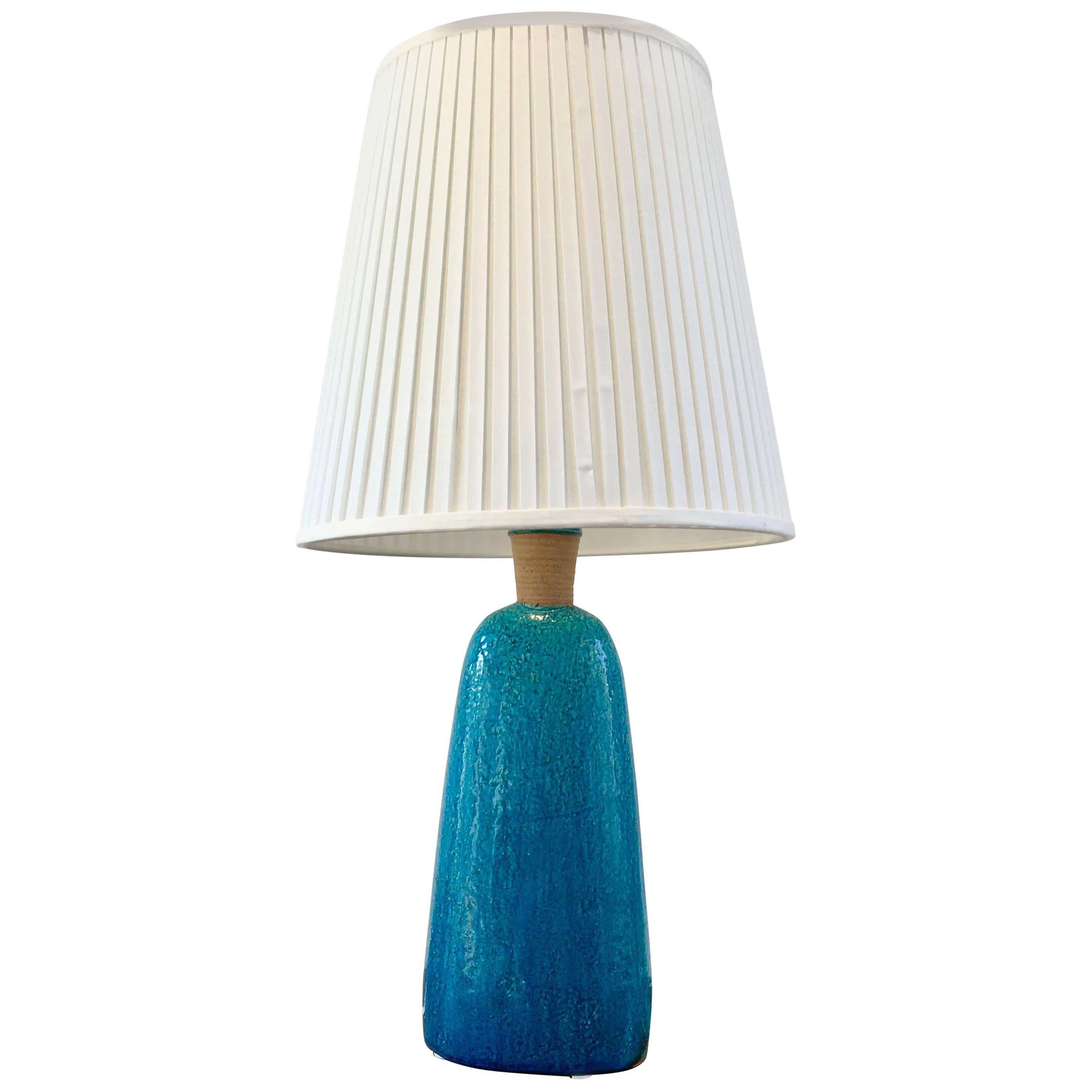 Large 1950s Turquoise Midcentury Table Lamp by Nils Kähler