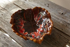 Large 1950s Vallauris Red Leaf Majolica Platter, France