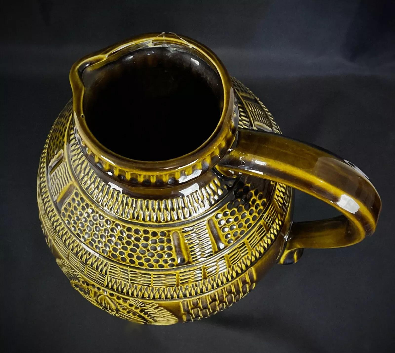 Große 1950er Jahre Westdeutschland Crackle-glasierte Keramik Vase/Krug  - 2Y358 (Französisch) im Angebot