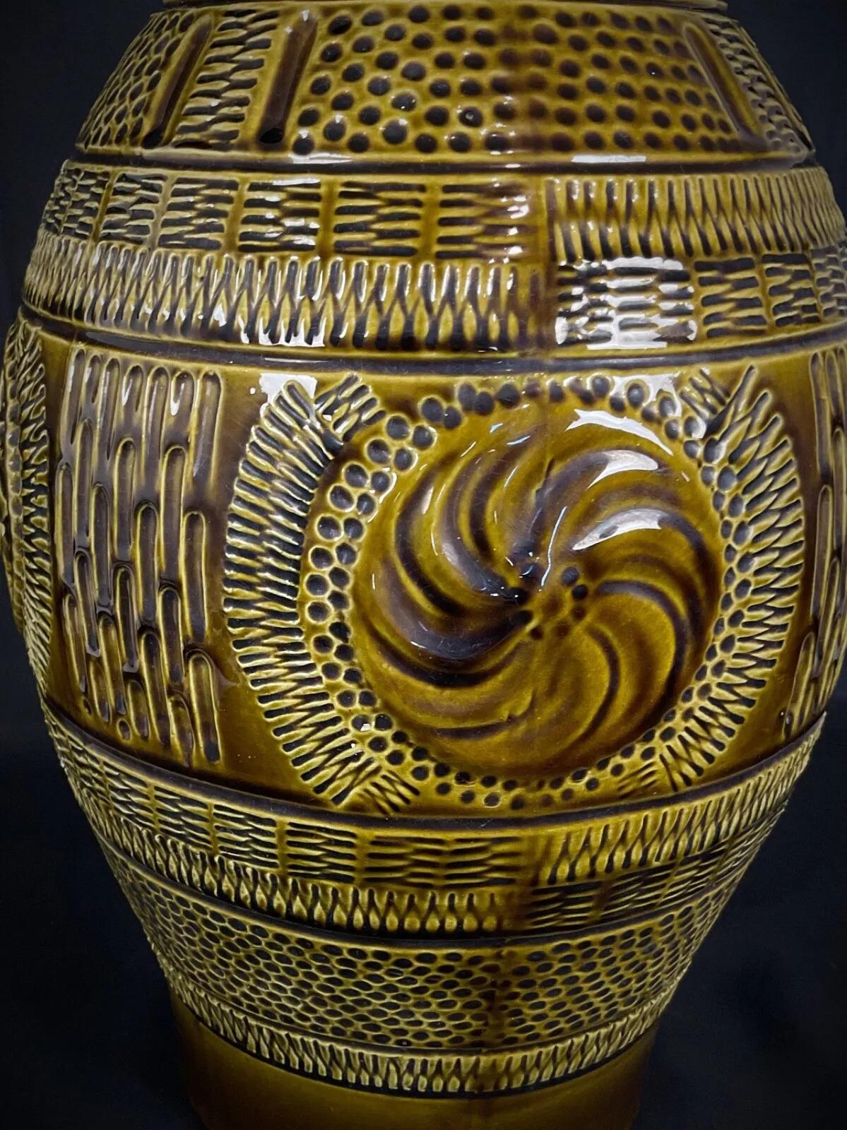 Große 1950er Jahre Westdeutschland Crackle-glasierte Keramik Vase/Krug  - 2Y358 im Angebot 2