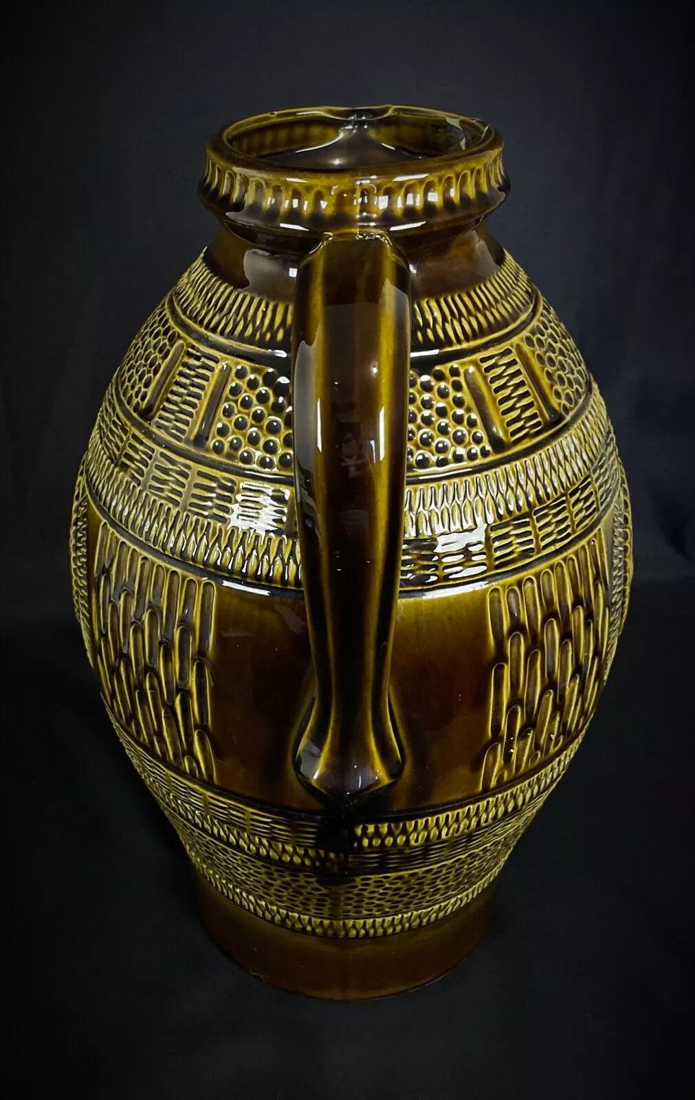 Große 1950er Jahre Westdeutschland Crackle-glasierte Keramik Vase/Krug  - 2Y358 im Angebot 4