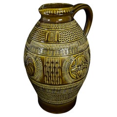Large 1950s West Germany Crackle-Glazed Ceramic Vase/Pitcher  - 2Y358