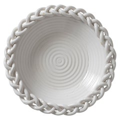 Large 1950s White Faience Braided Motif Bowl, by Emile Tessier