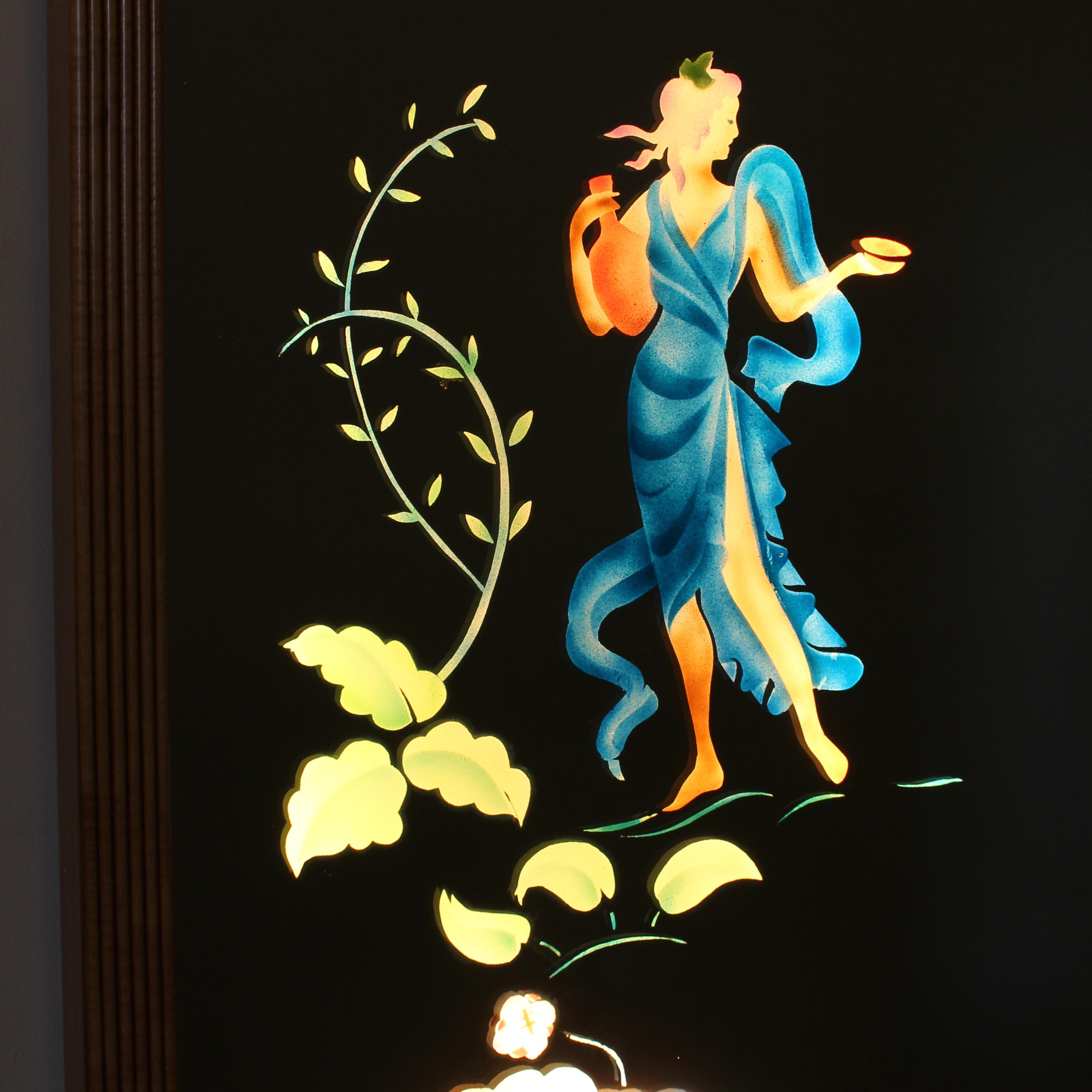 Large 1950th Illuminated Wood Framed Mirror In Good Condition For Sale In Long Island City, NY