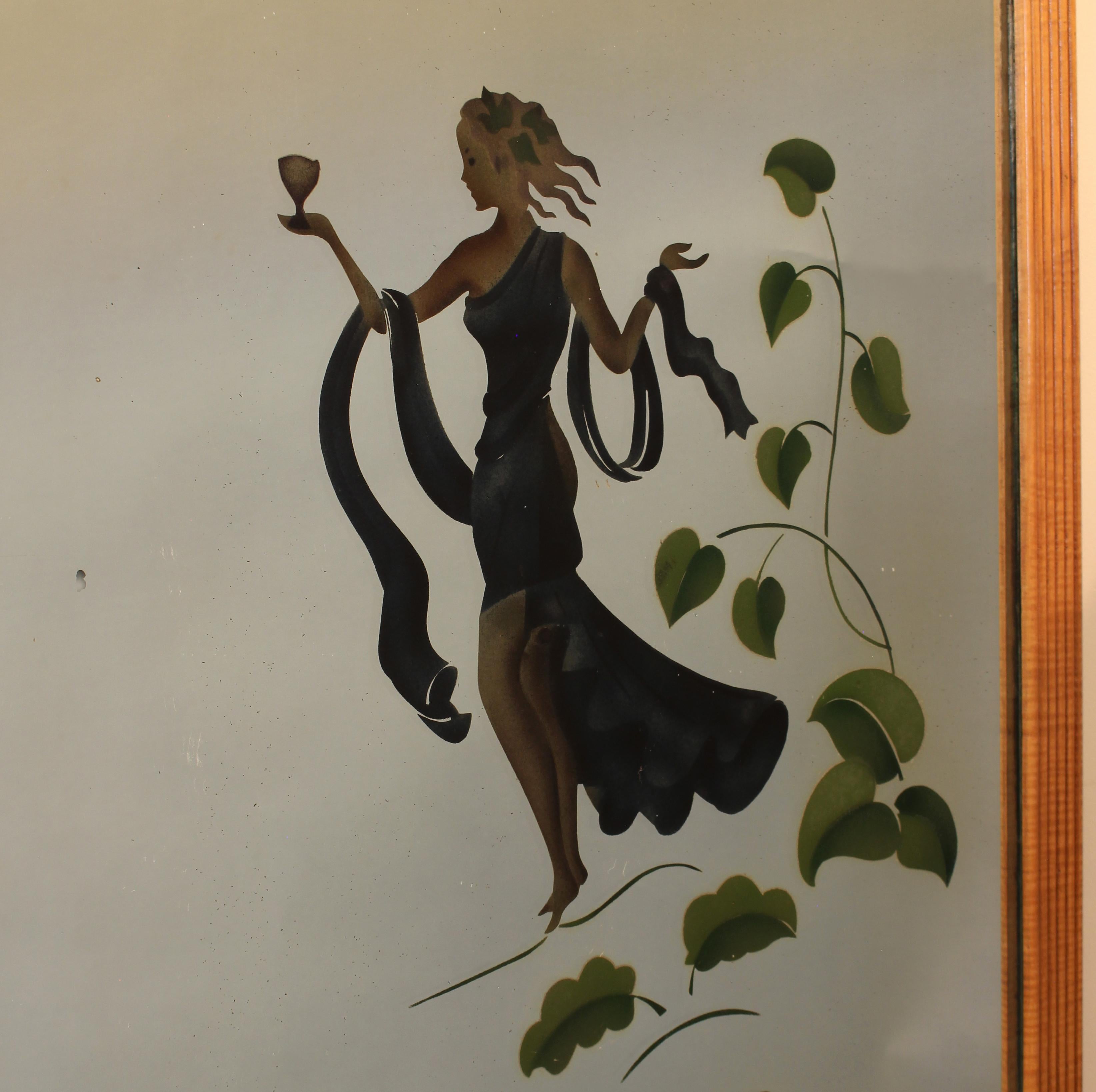 Large 1950th Illuminated Wood Framed Mirror For Sale 2