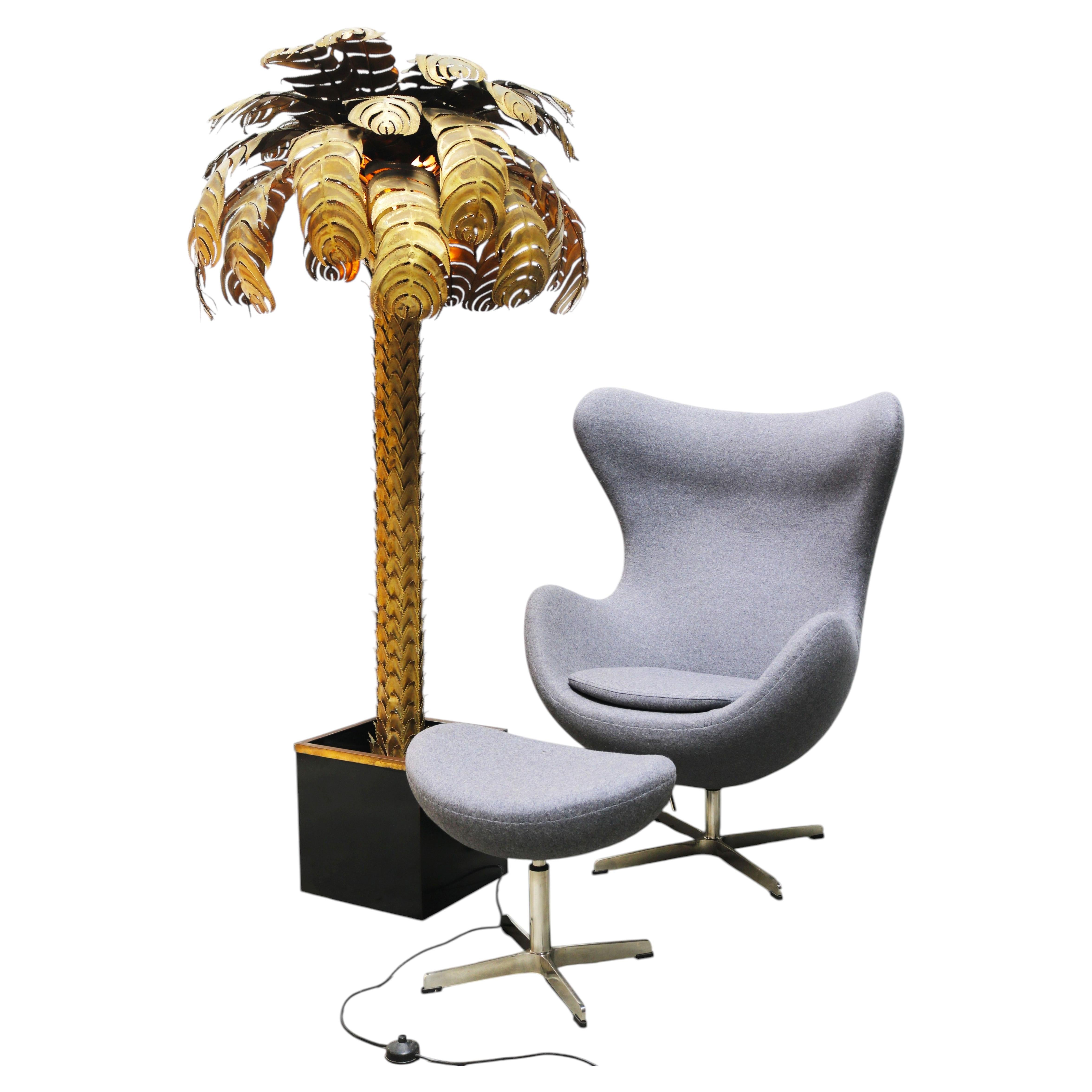 Large 195cm Palm floor lamp by Christian Techoueyres for Maison Jansen 1970 For Sale