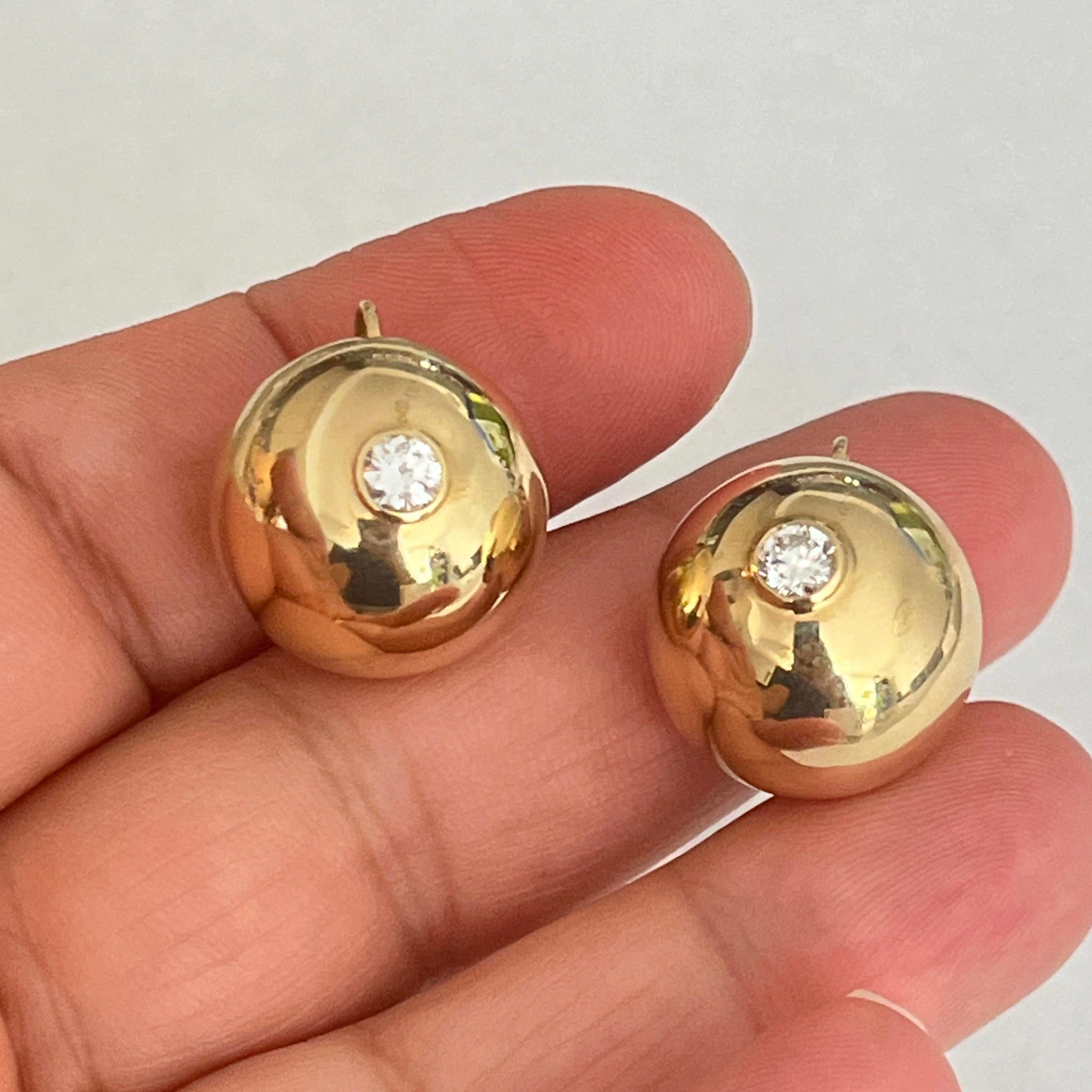 Orecchini a sfera grandi da 19,5 mm in oro giallo 14K con diamanti - 0,50ct TW (H/SI1) - S In condizioni ottime in vendita a Miami, FL
