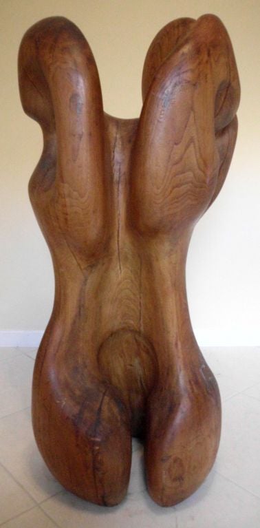 American Large 1960 Cubist Wood Sculpture