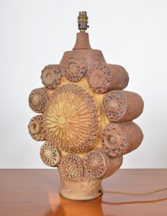 Large 1960s Bernard Rooke Abstract Brutalist Studio Pottery Stoneware Table Lamp