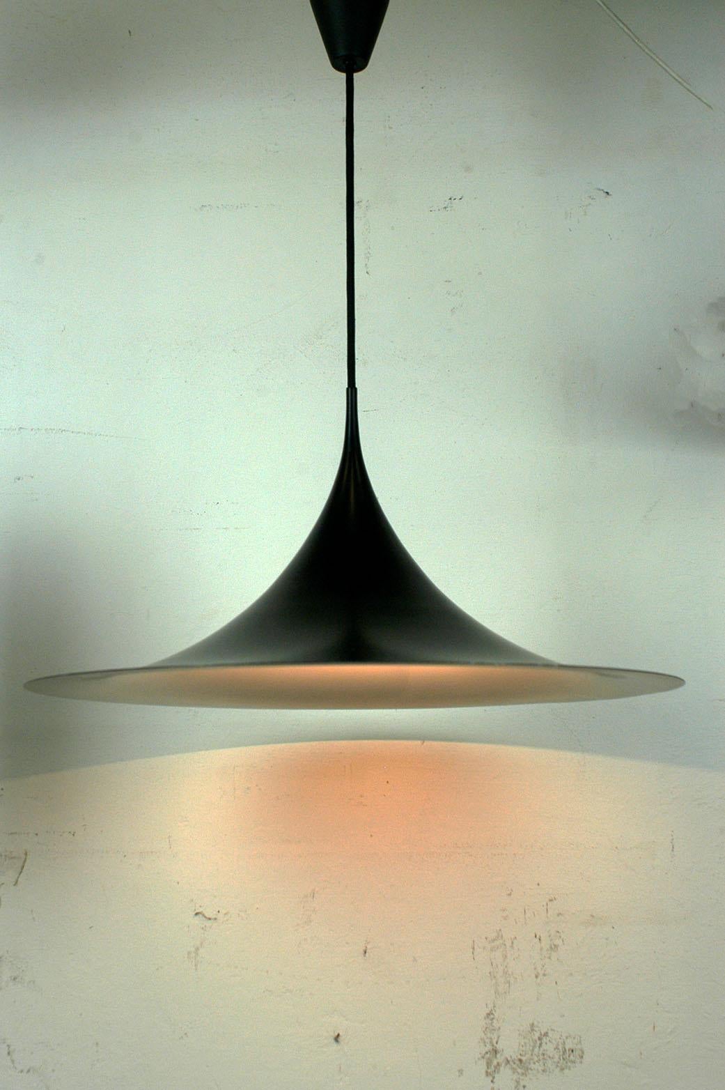 Scandinavian Modern Large 1960s black Semi Pendant Lamp by Bonderup & Thorup for Fog & Mørup