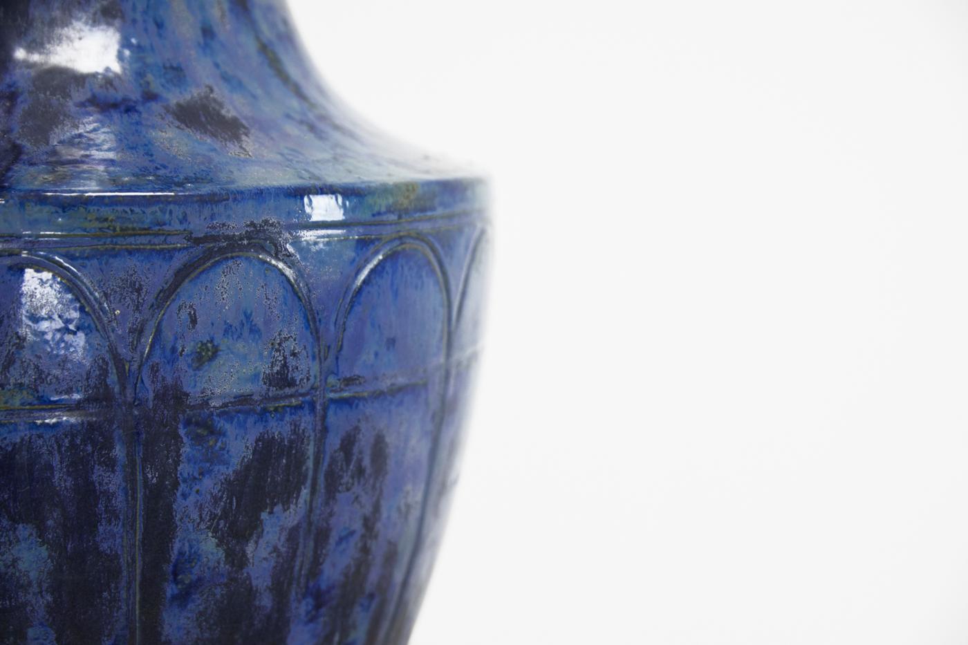 20th Century Large 1960s Blue Glazed Urn For Sale