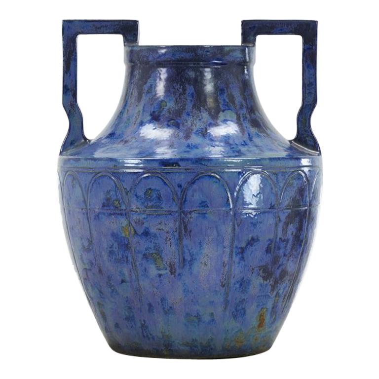 Large 1960s Blue Glazed Urn For Sale