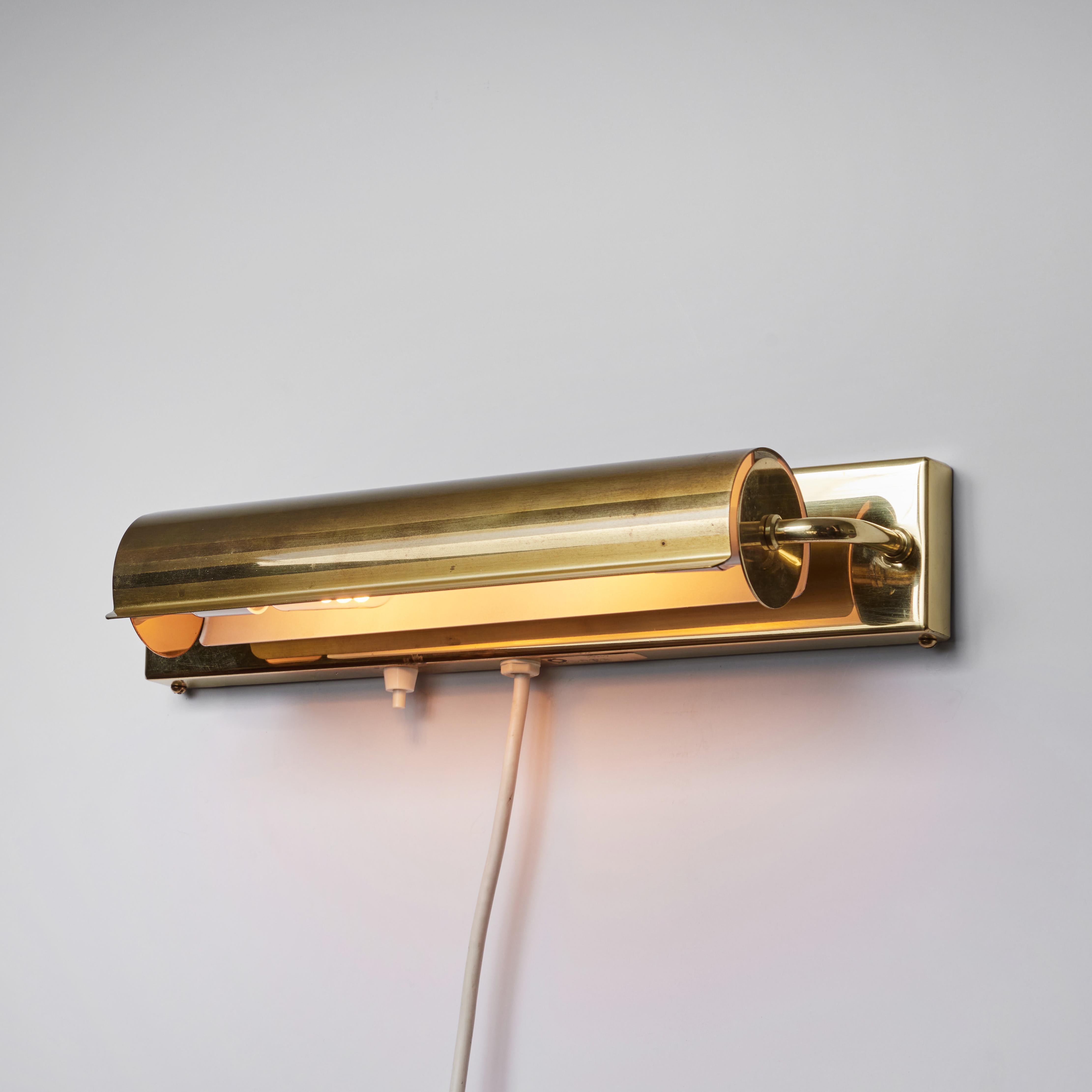 Mid-20th Century Large 1960s Brass Rotating Wall Lamp in the Style of Charlotte Perriand For Sale