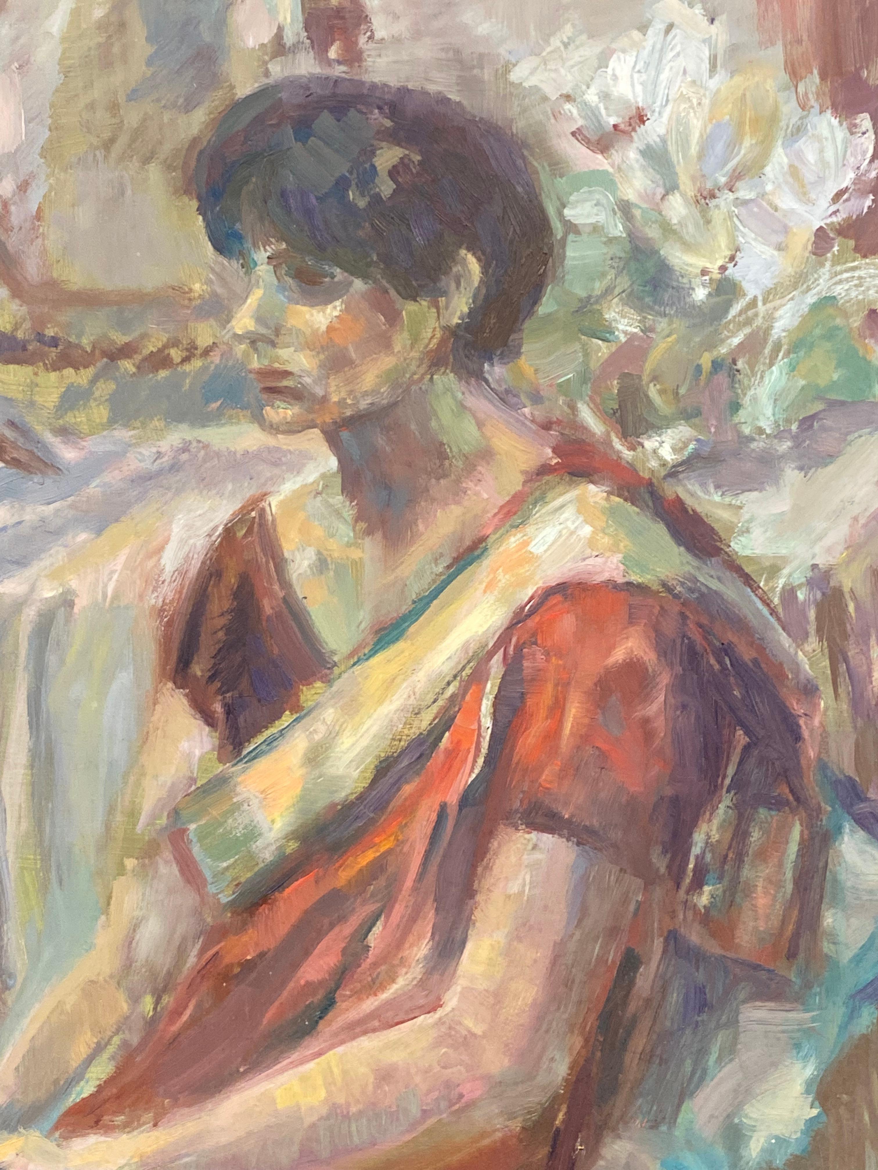 Artist: Beryl Darton (British circa 1960's).

Period: mid 20th century/ 1960's.

Medium: oil painting on board, unframed.

Size: 24 x 24 inches.

Condition: overall very good, a very few light scuffs to the surface but nothing really