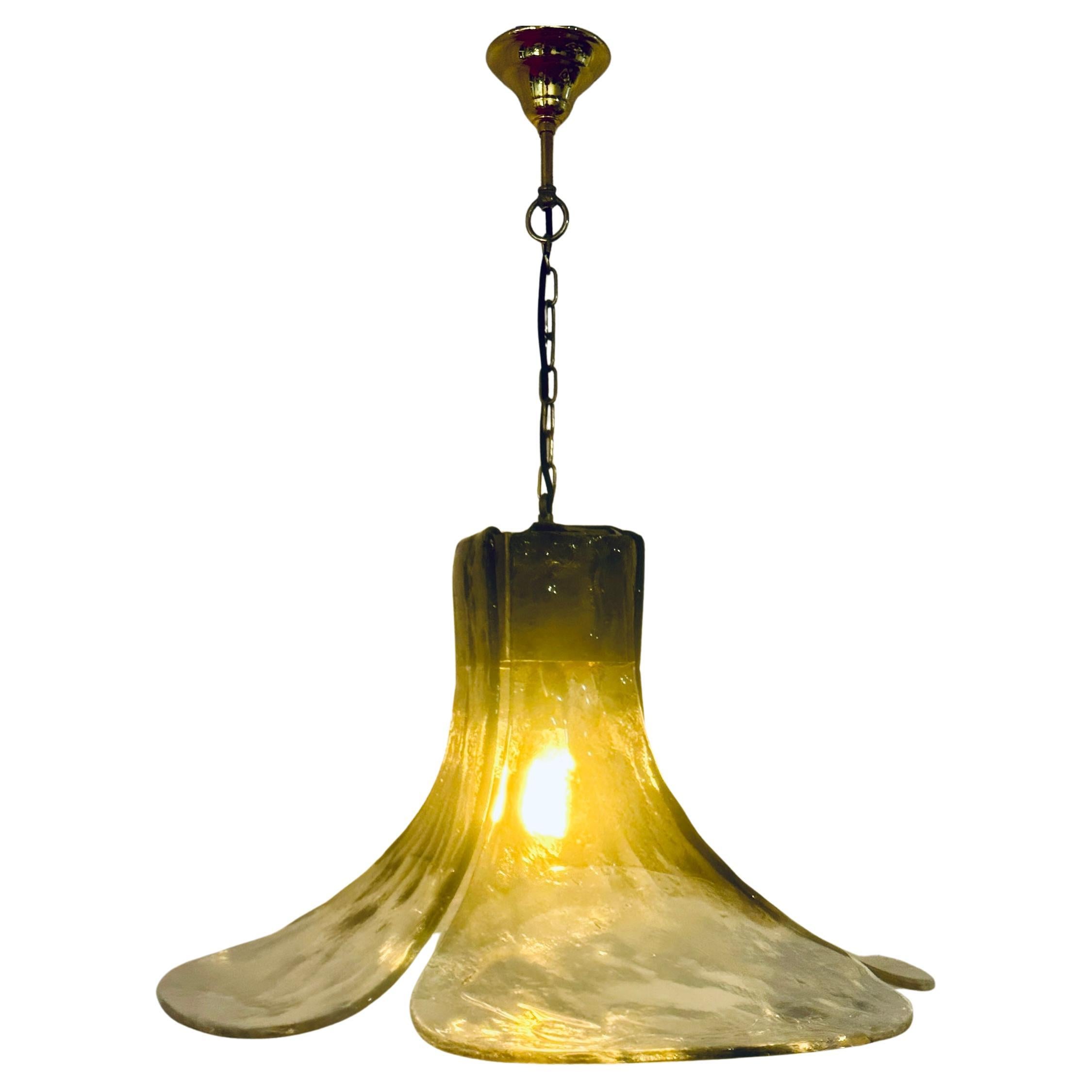 Large 1960s Carlo Nason for Mazzega Four Petal Murano Glass "Flower" Chandelier