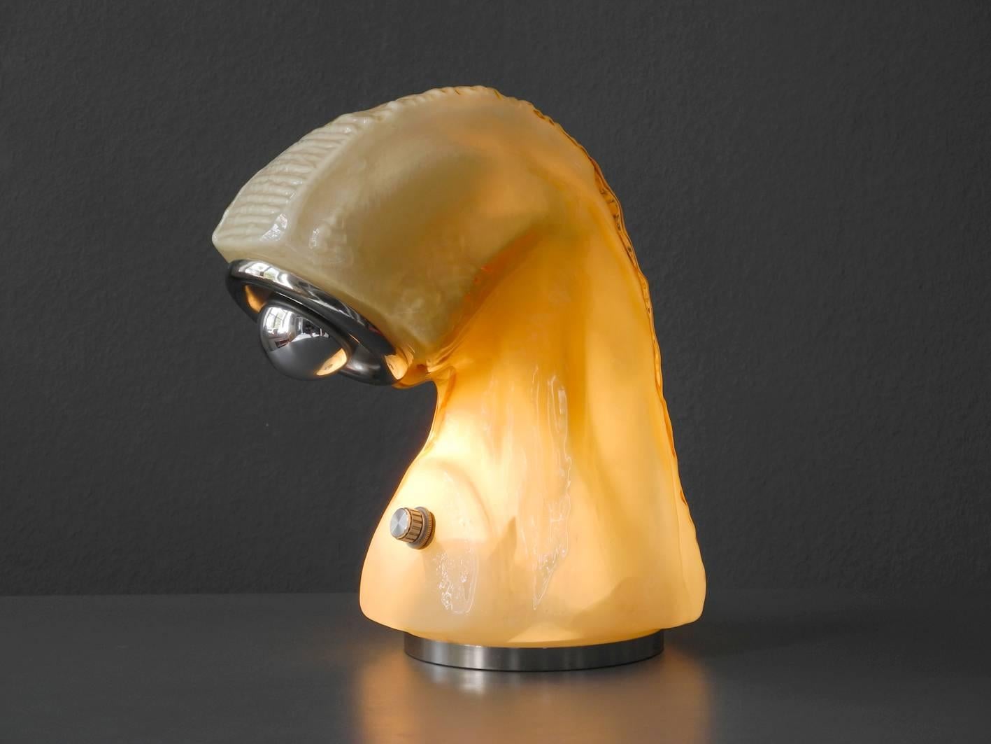 Italian Large 1960s Carlo Nason Mazzega Organically Shaped Murano Glass Table Lamp
