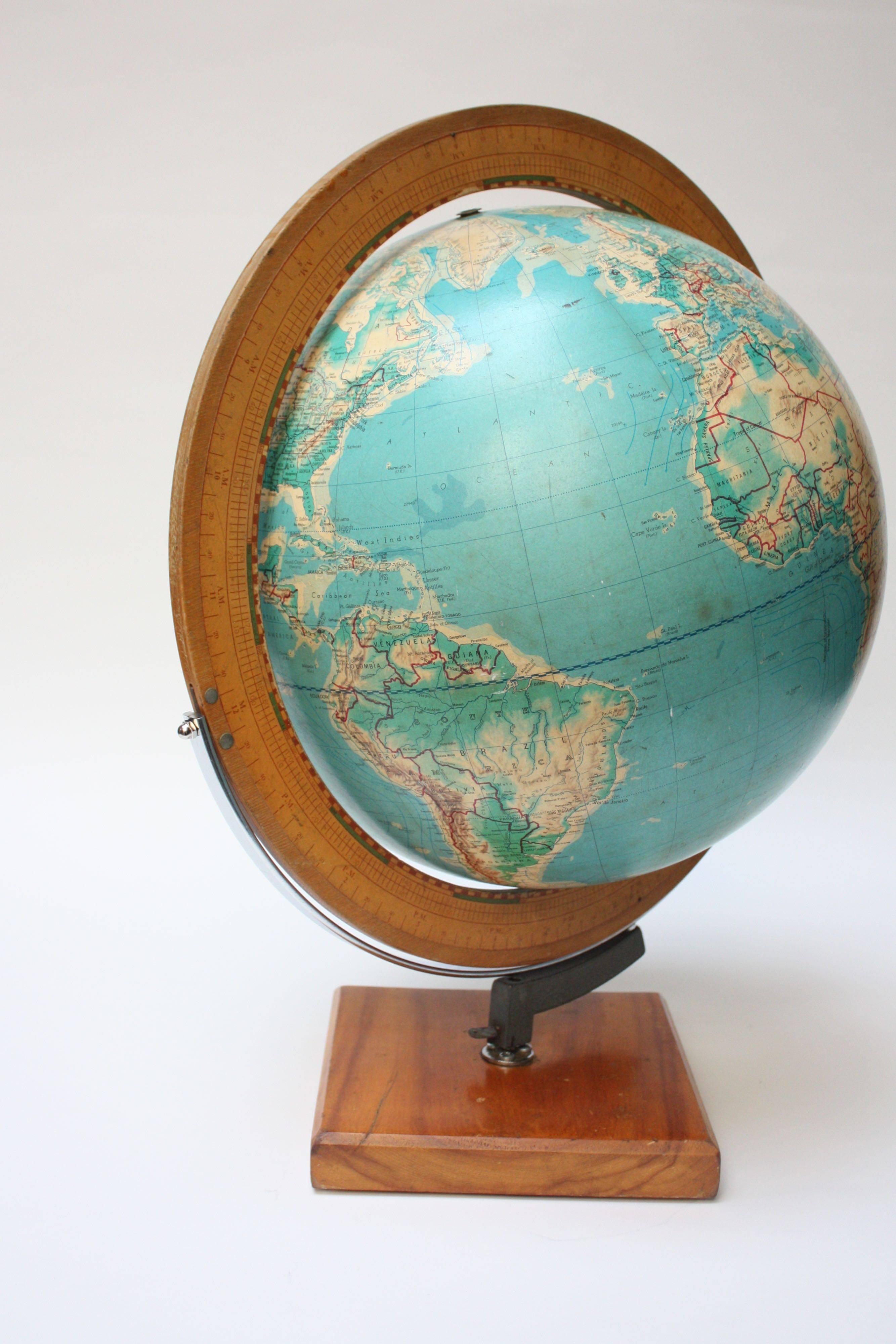 Large 1960s Cartocraft Visual-Relief Globe at 1stDibs