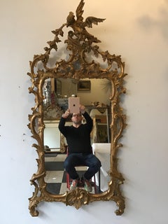 Large 1960s Carved Giltwood Italian Eagle Mirror