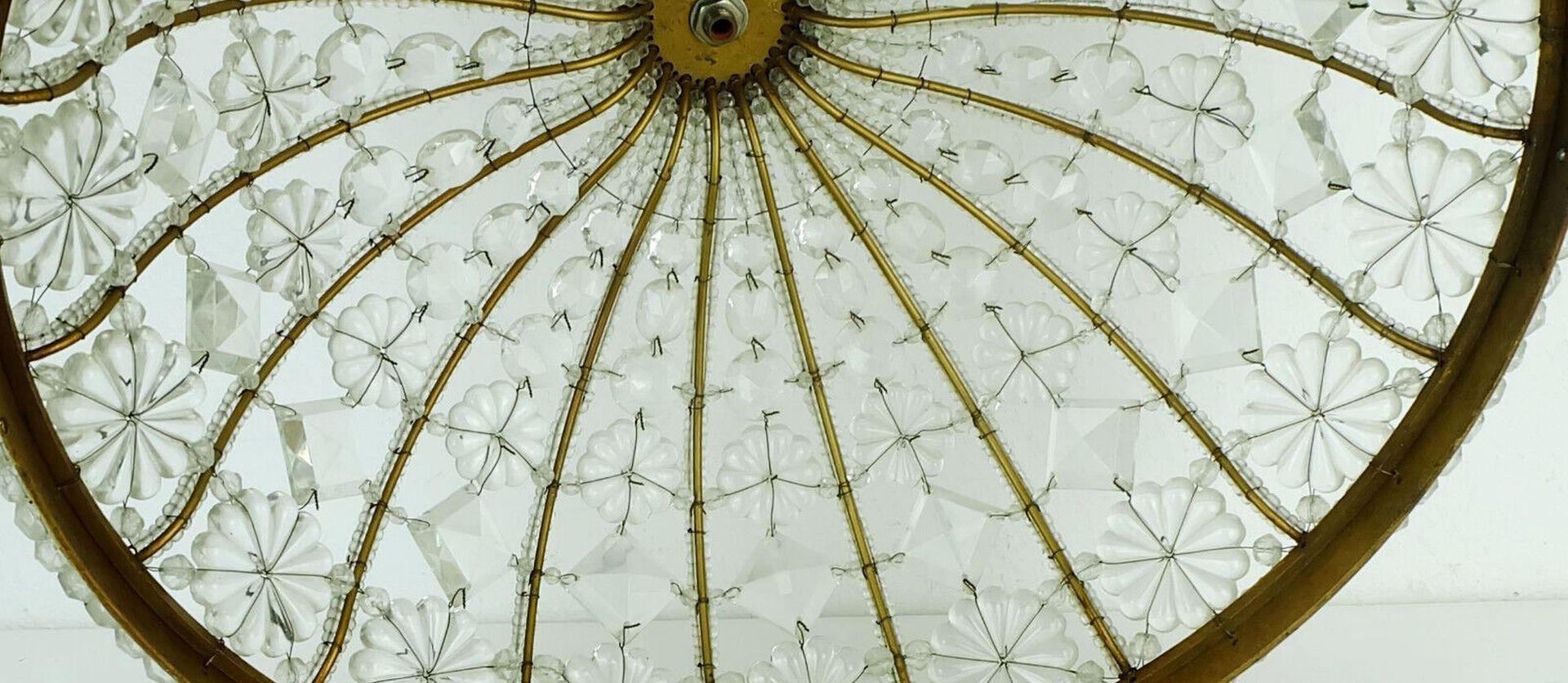 CEILING LAMP-Glaskristalle und Blüten aus den 1960er Jahren im Hollywood-Regency-Stil im Angebot 5