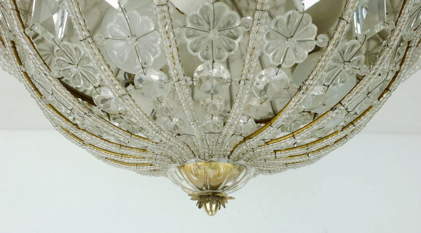 CEILING LAMP-Glaskristalle und Blüten aus den 1960er Jahren im Hollywood-Regency-Stil (Mitte des 20. Jahrhunderts) im Angebot