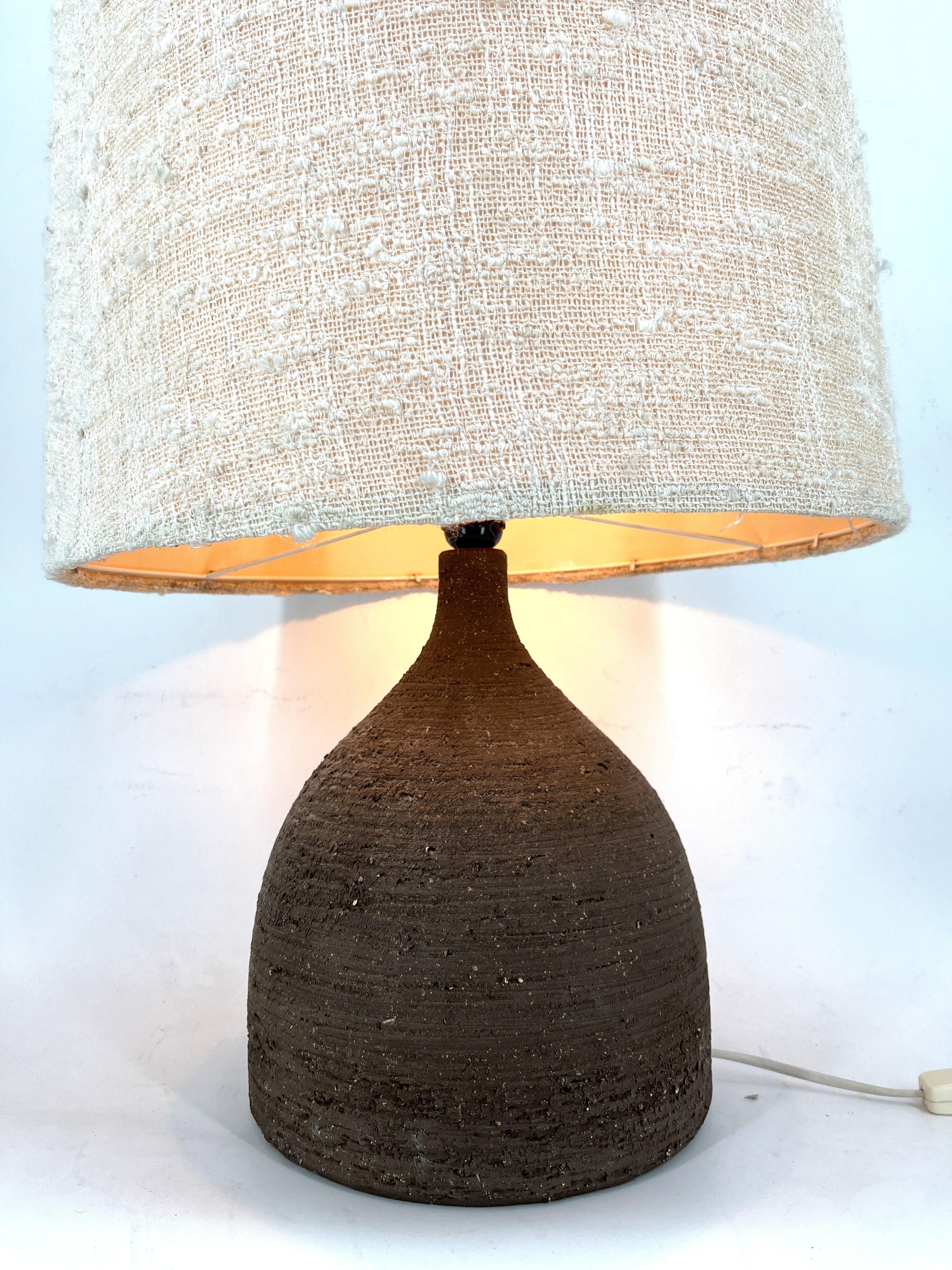 Large 1960s Ceramic Table lamp or floor lamp With Original Fabric Shade From Krö For Sale 4