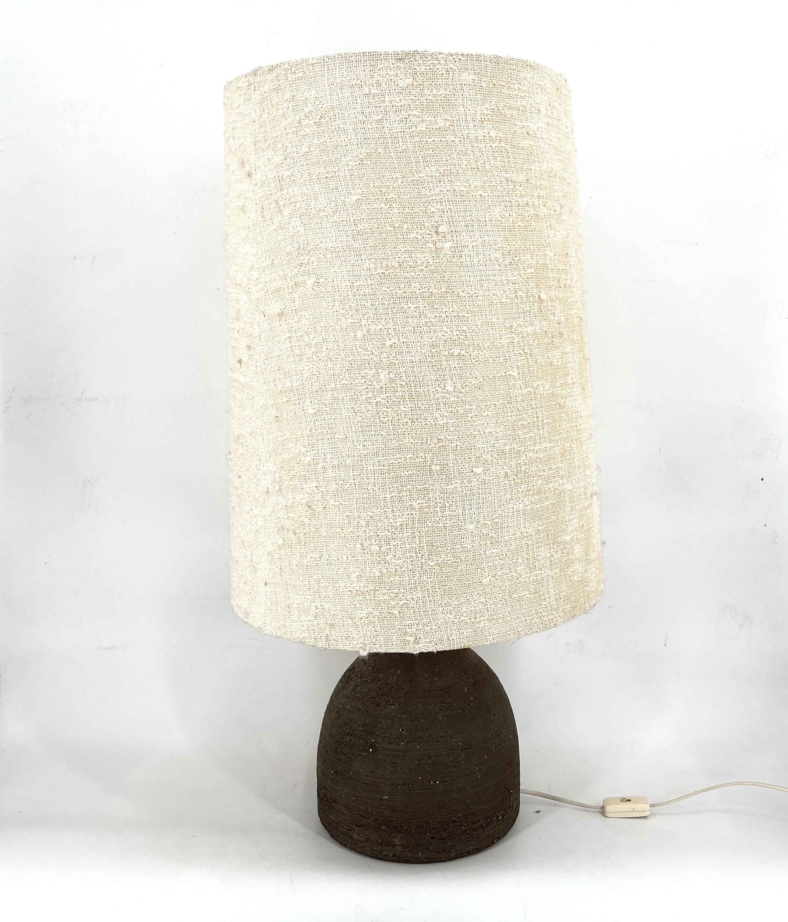 Mid-Century Modern Large 1960s Ceramic Table lamp or floor lamp With Original Fabric Shade From Krö For Sale