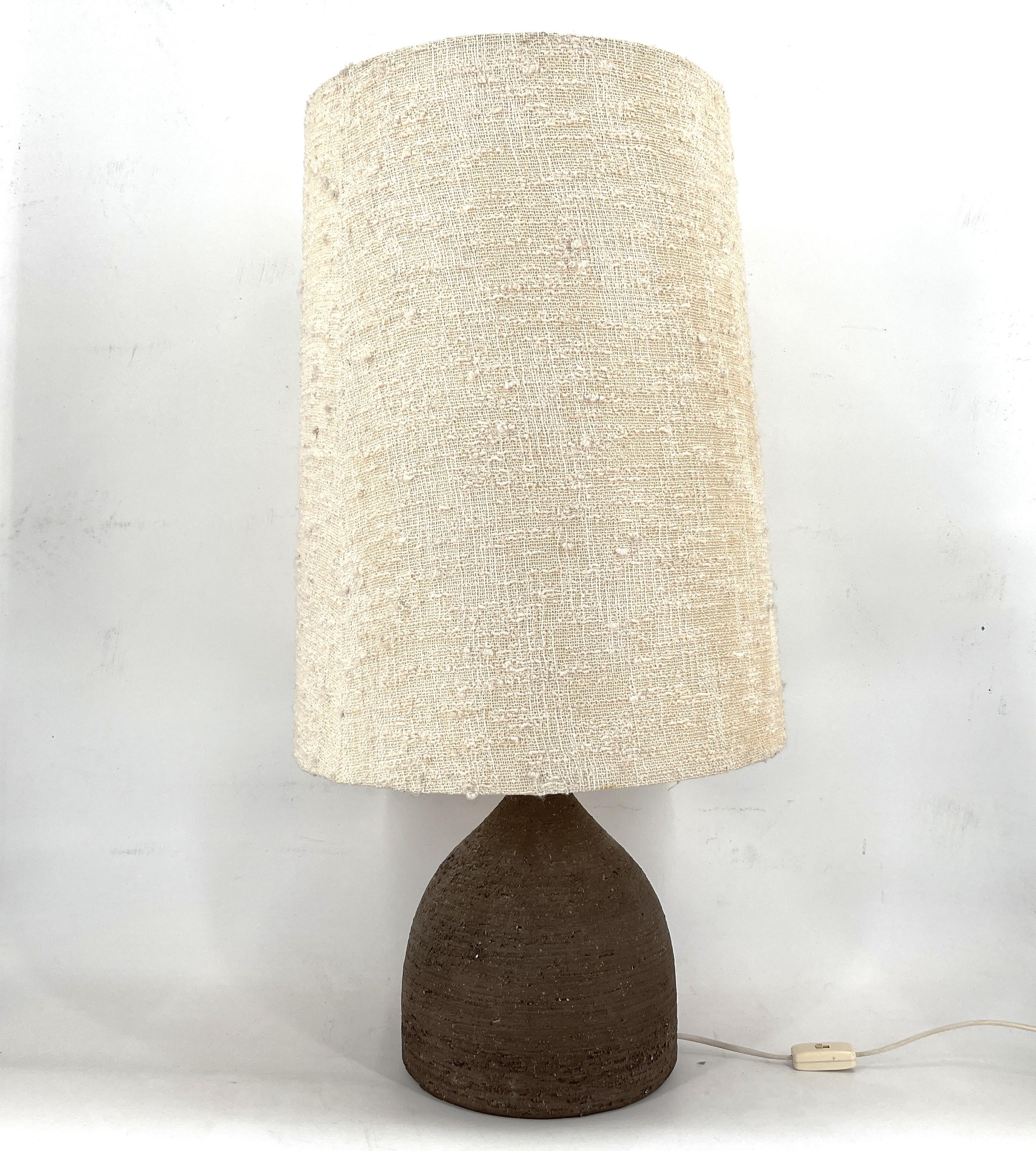 German Large 1960s Ceramic Table lamp or floor lamp With Original Fabric Shade From Krö For Sale