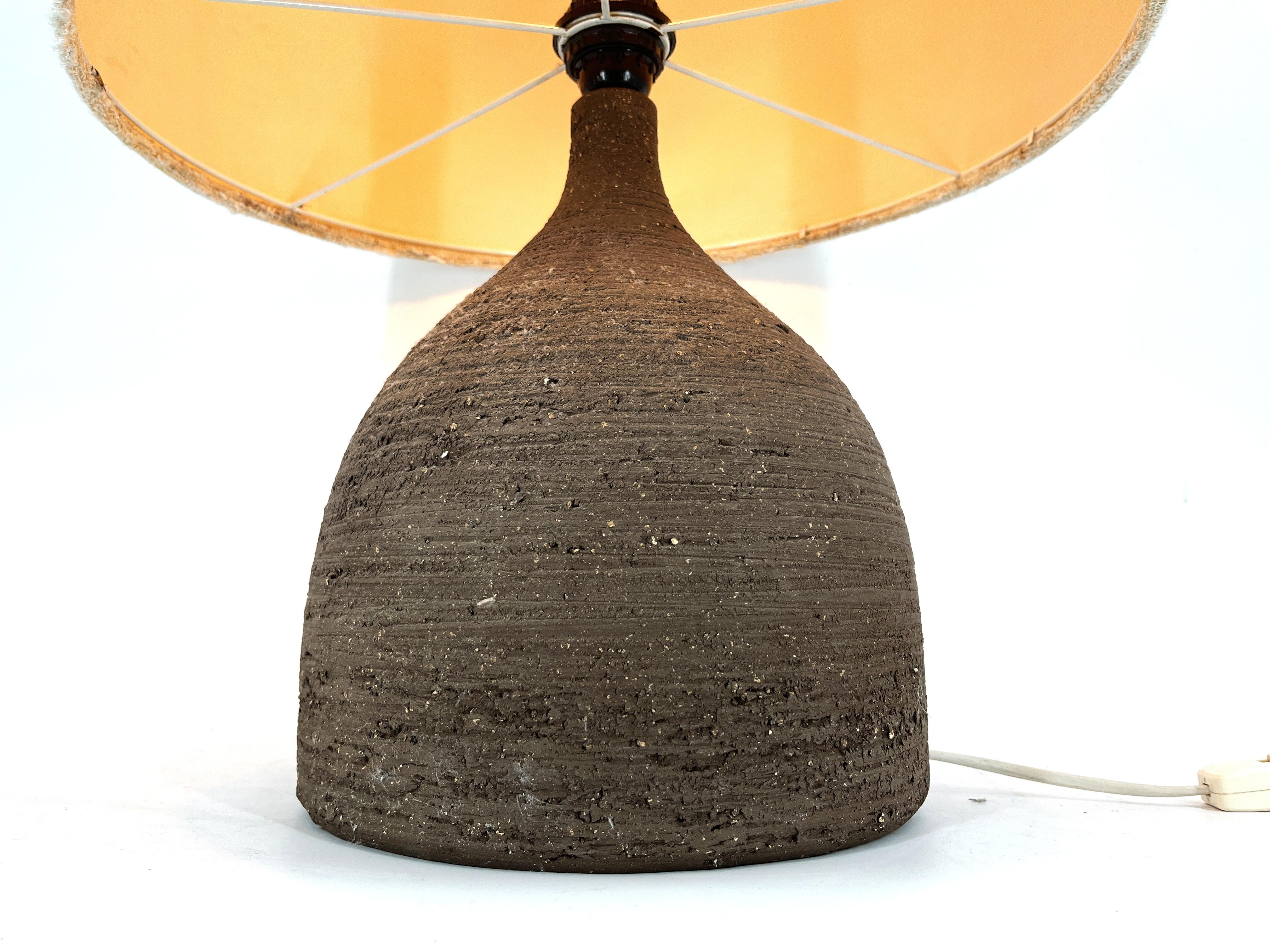 Mid-20th Century Large 1960s Ceramic Table lamp or floor lamp With Original Fabric Shade From Krö For Sale