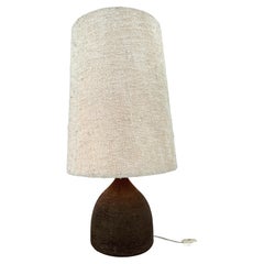 Grande lampe de table ou lampadaire en céramique des années 1960 avec abat-jour en tissu original de Krö