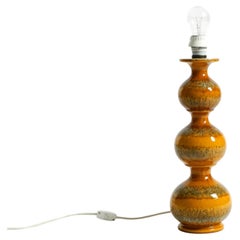 Large 1960s ceramic table or floor lamp in light brown by Kaiser Leuchten