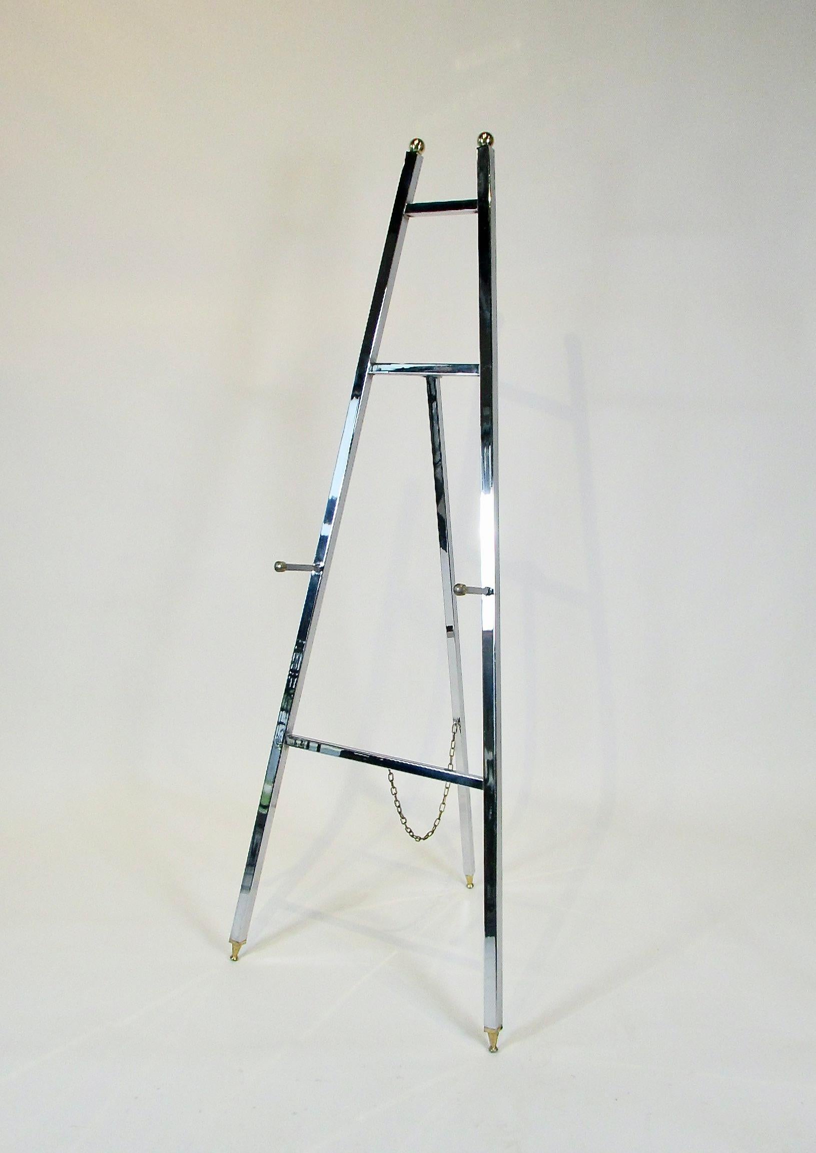 Mid-Century Modern Large 1960s chrome and brass store display easel For Sale