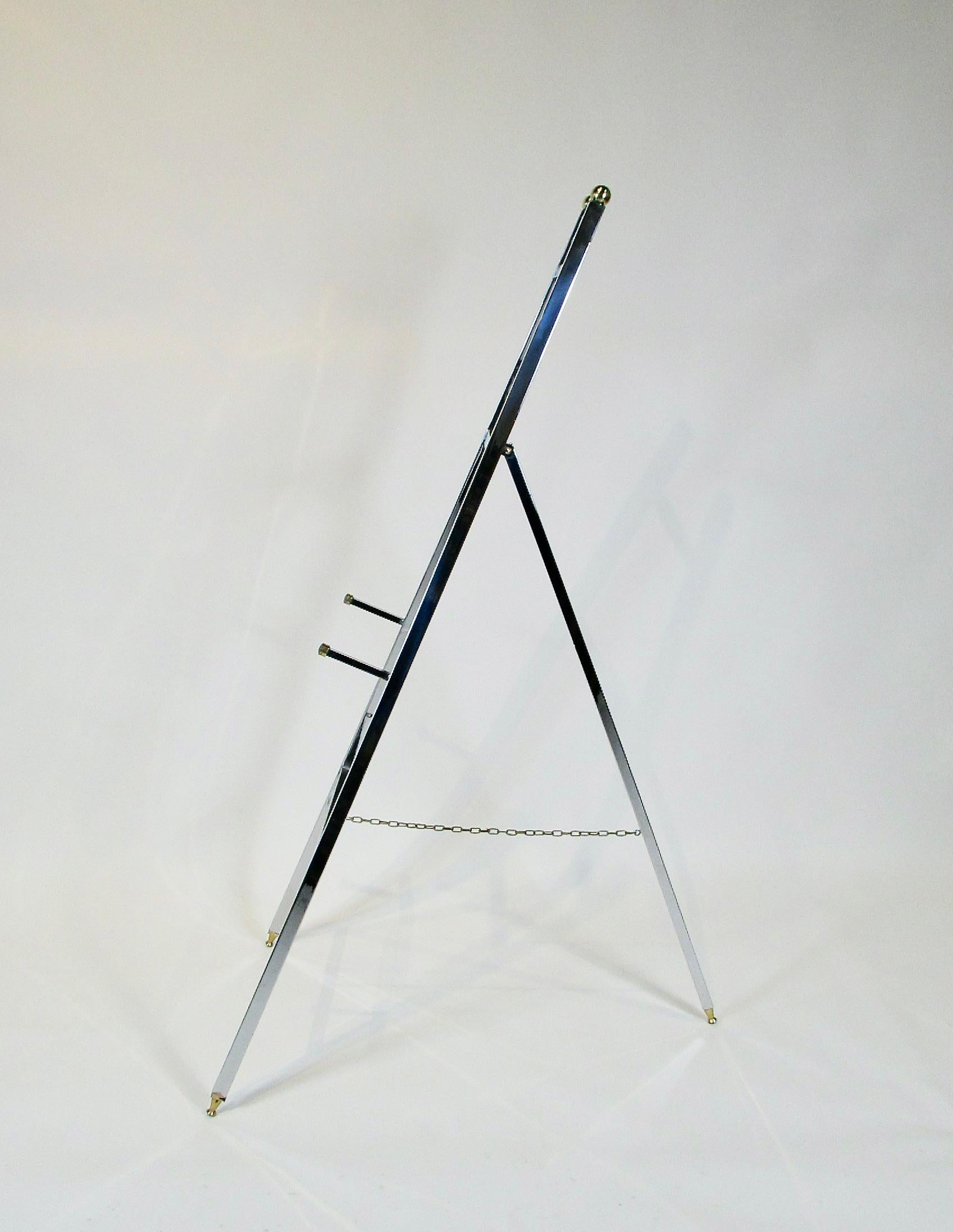 Polished Large 1960s chrome and brass store display easel For Sale
