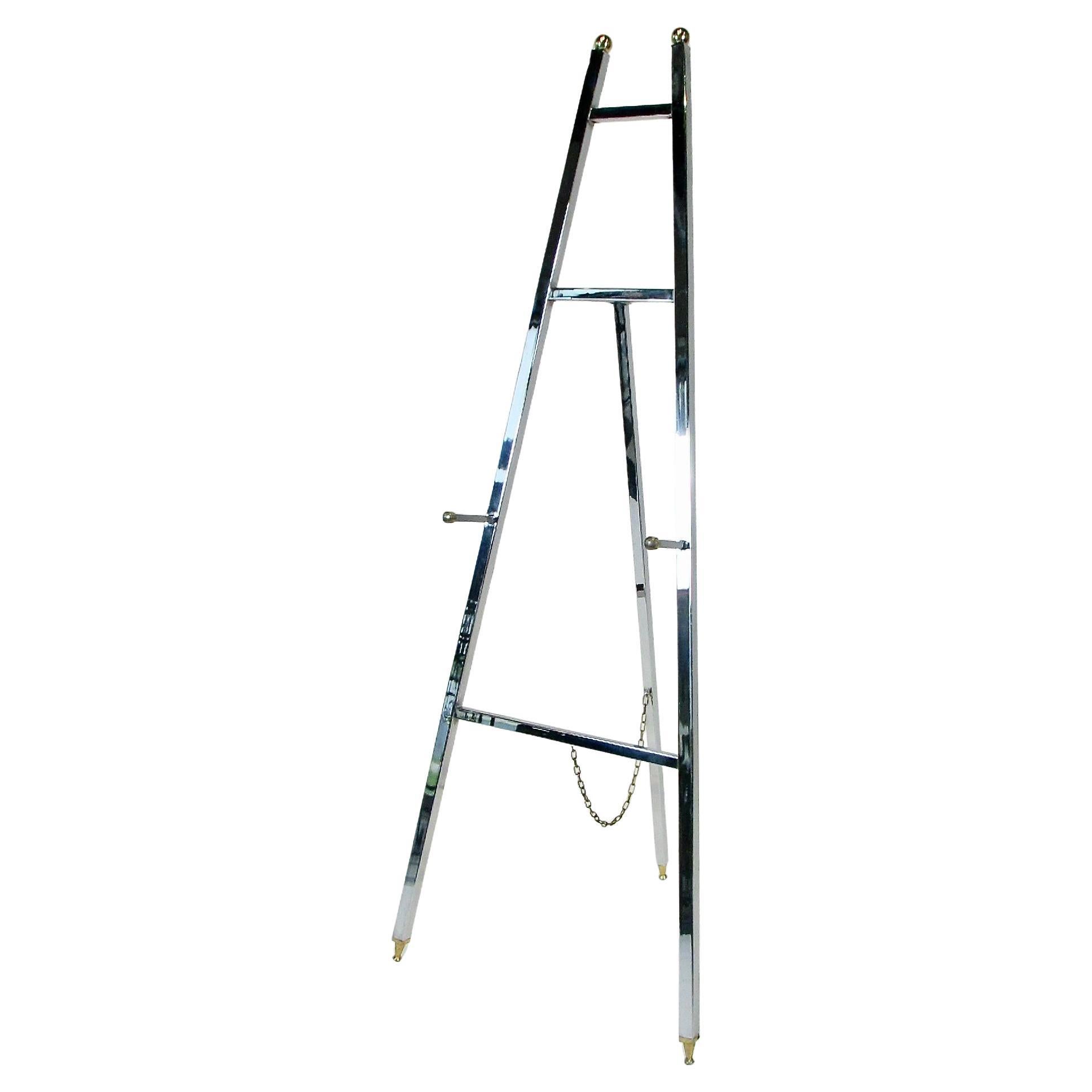 Large 1960s chrome and brass store display easel