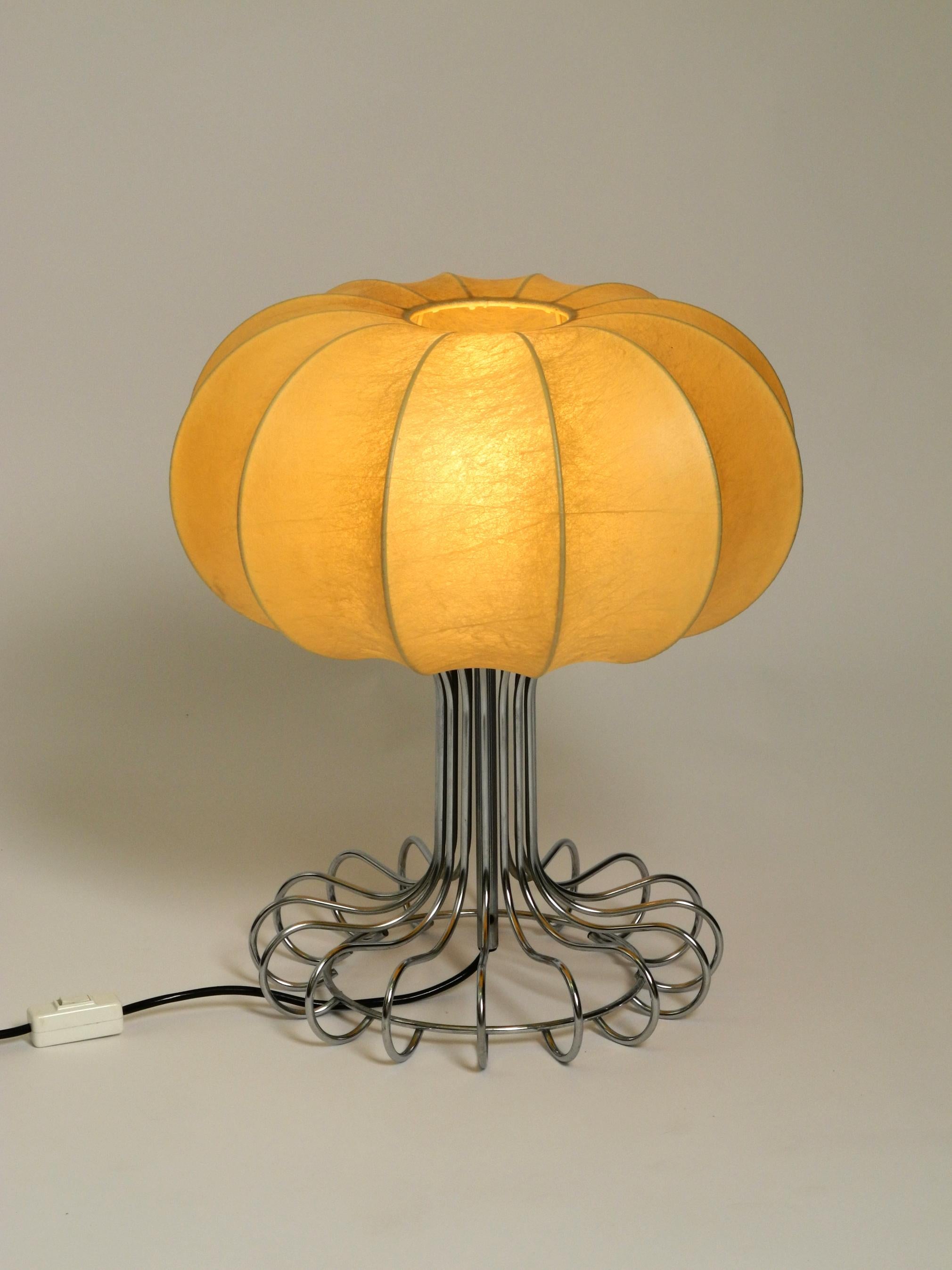 Mid-20th Century Large 1960s Cocoon Table Lamp with Metal Chrome Frame in Space Age Design