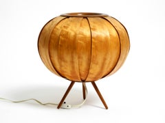 Large 1960s Czech wood veneer tripod lamp by Stanislav Kučera for ÚLUV