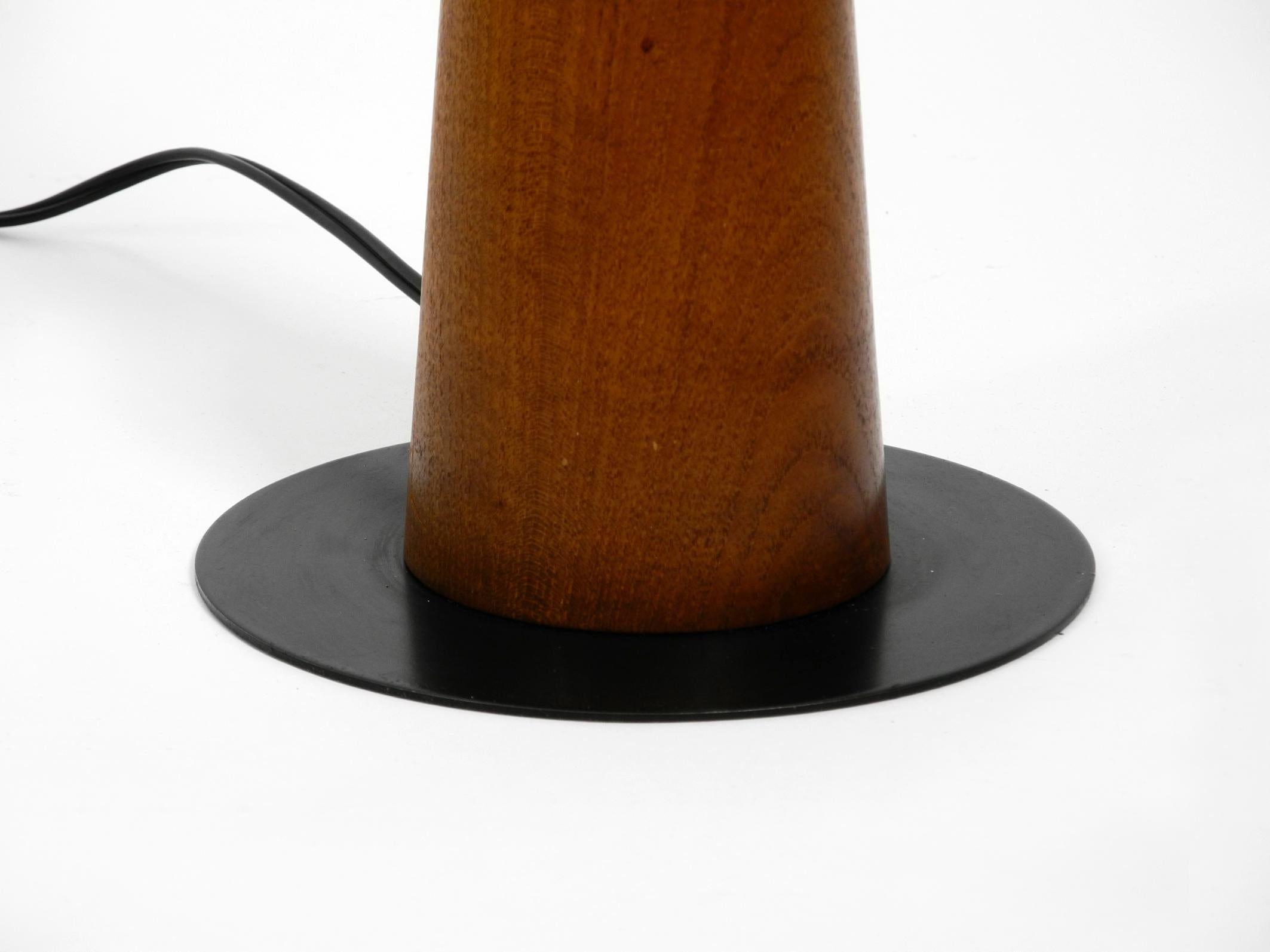 Large 1960s Danish Table Lamp Made of Teak with Original Fabric Shade 4