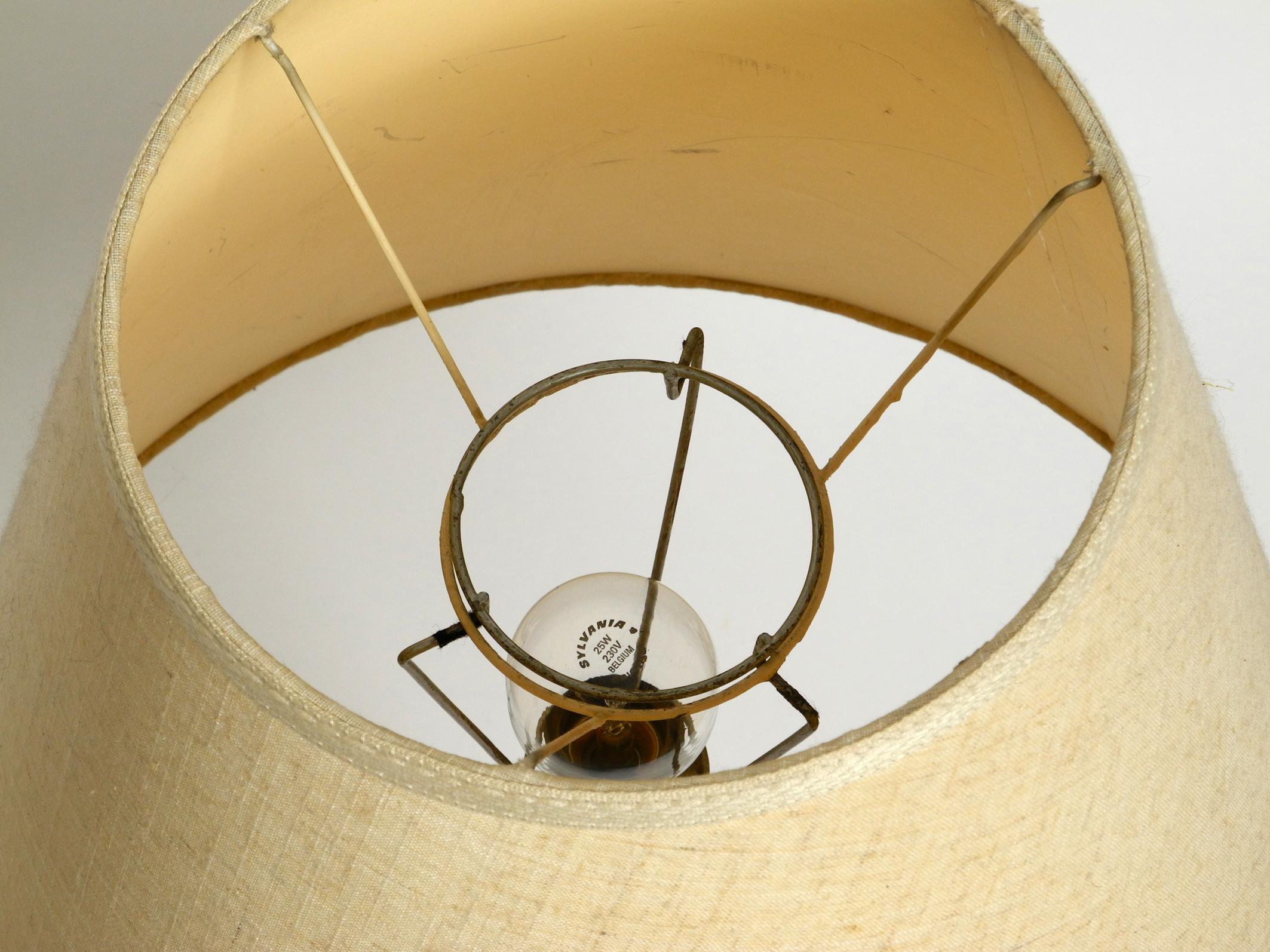 Large 1960s Danish Table Lamp Made of Teak with Original Fabric Shade 5
