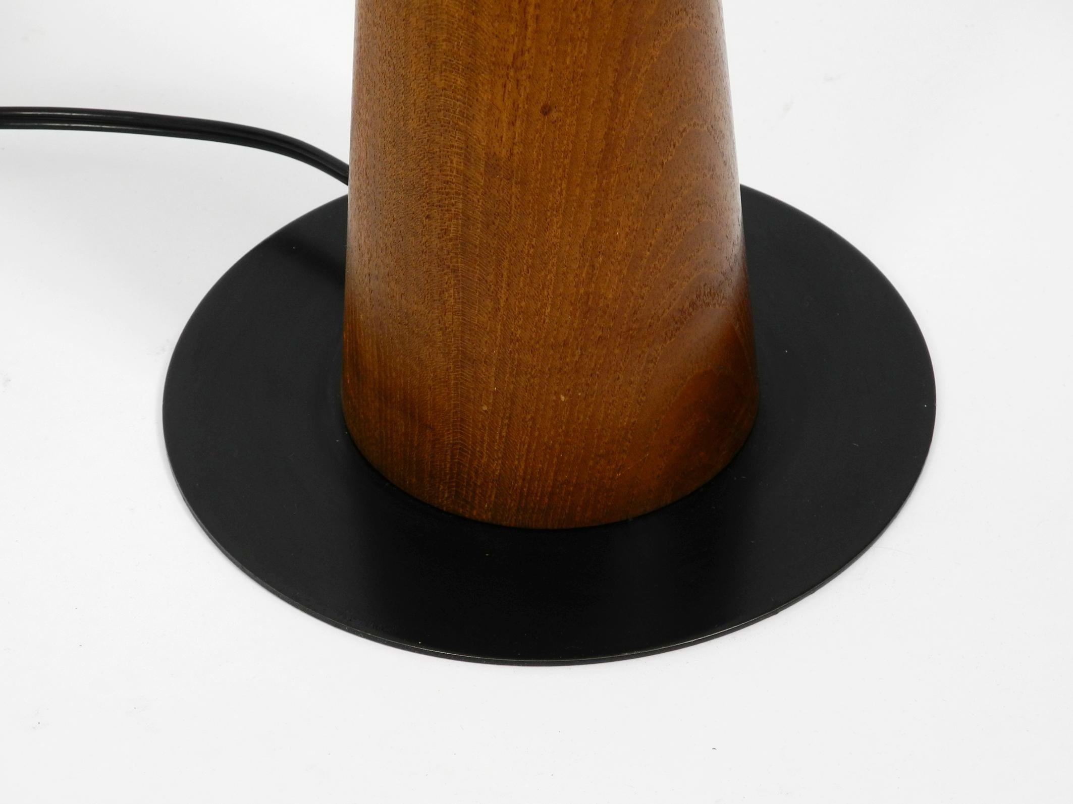 Large 1960s Danish Table Lamp Made of Teak with Original Fabric Shade 7