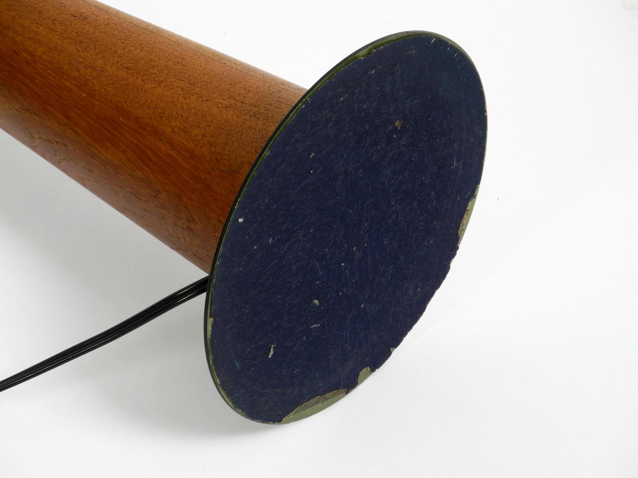 Large 1960s Danish Table Lamp Made of Teak with Original Fabric Shade 8
