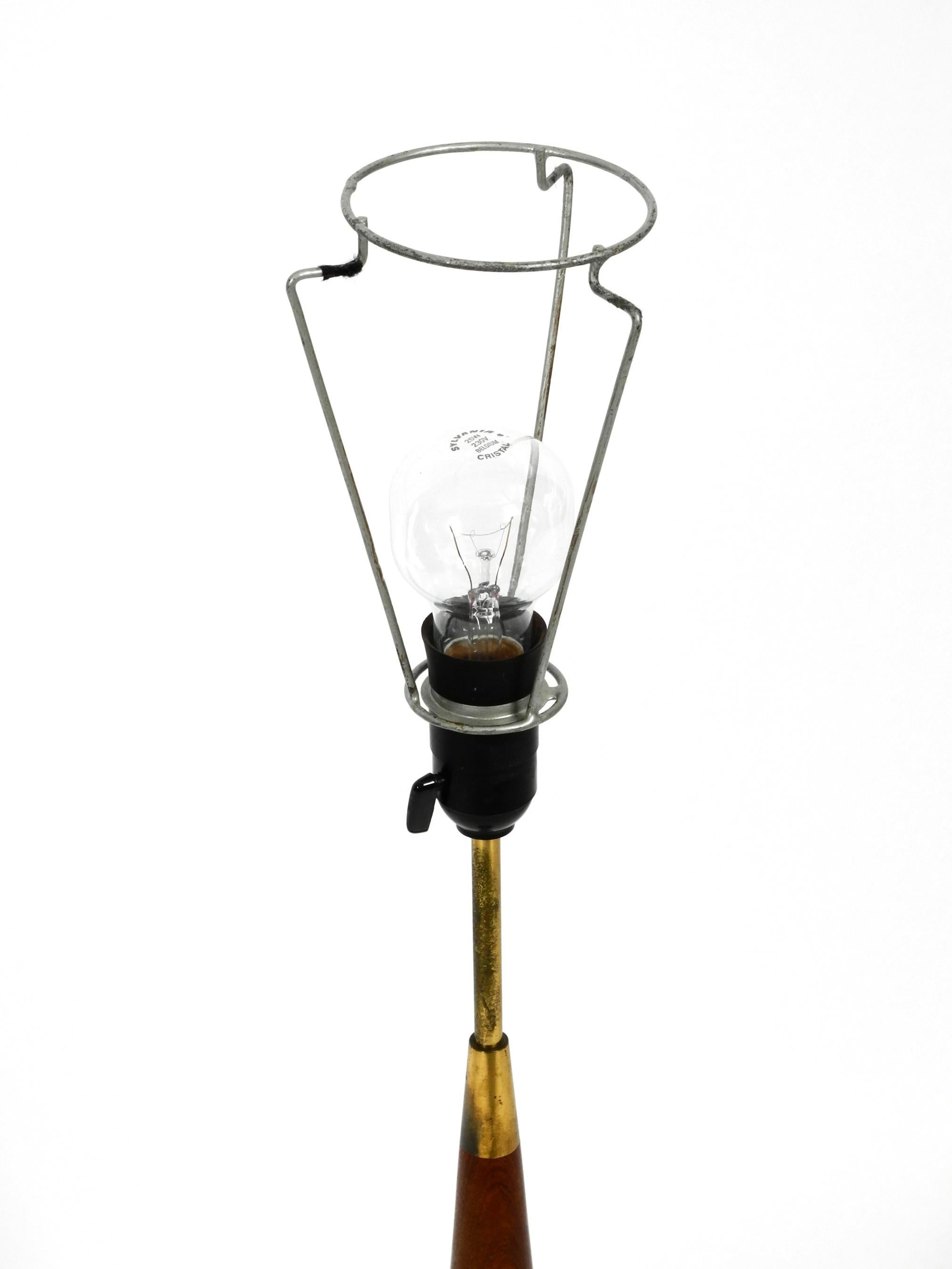 Large 1960s Danish Table Lamp Made of Teak with Original Fabric Shade 9