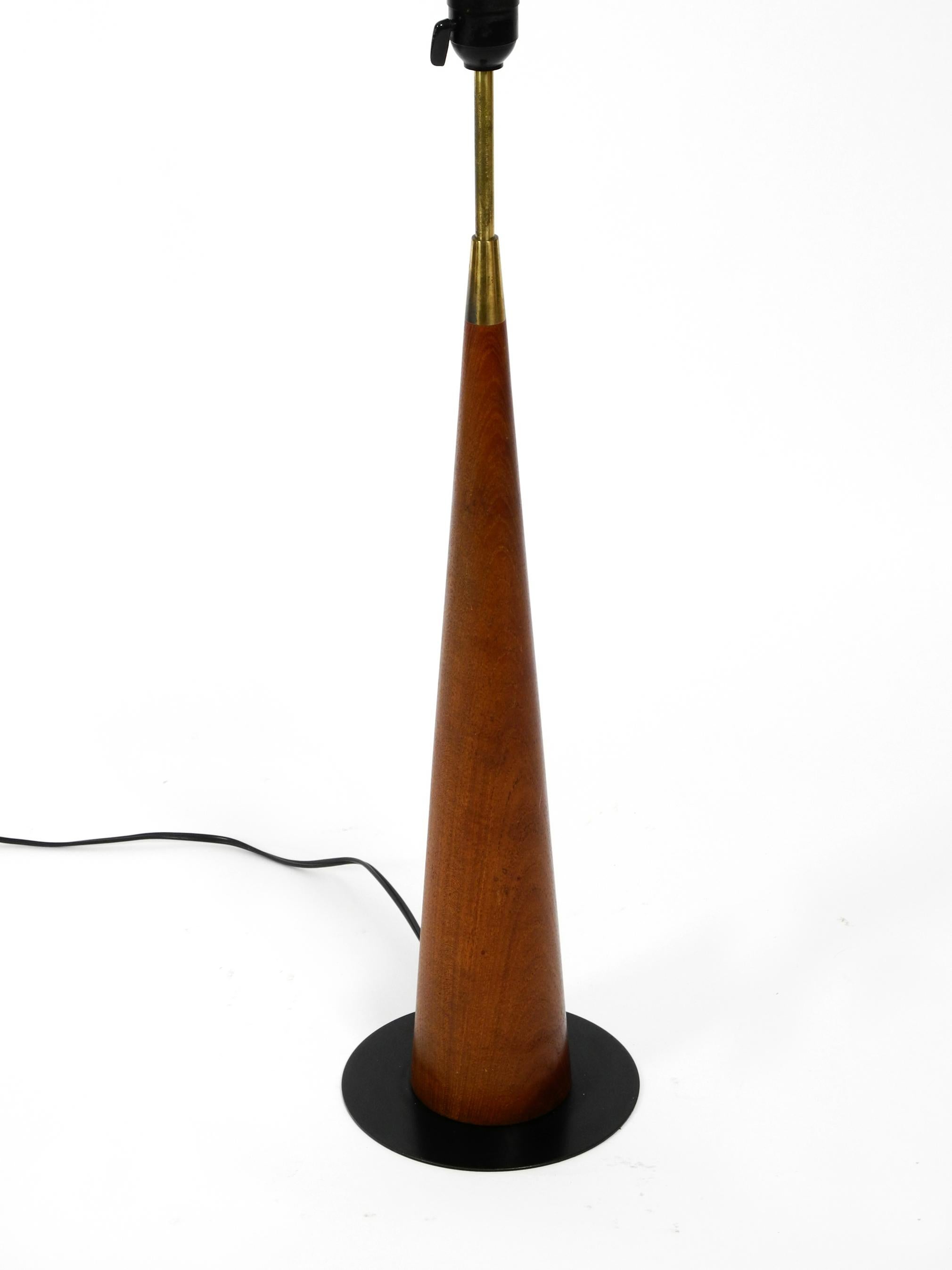 Large 1960s Danish Table Lamp Made of Teak with Original Fabric Shade 12