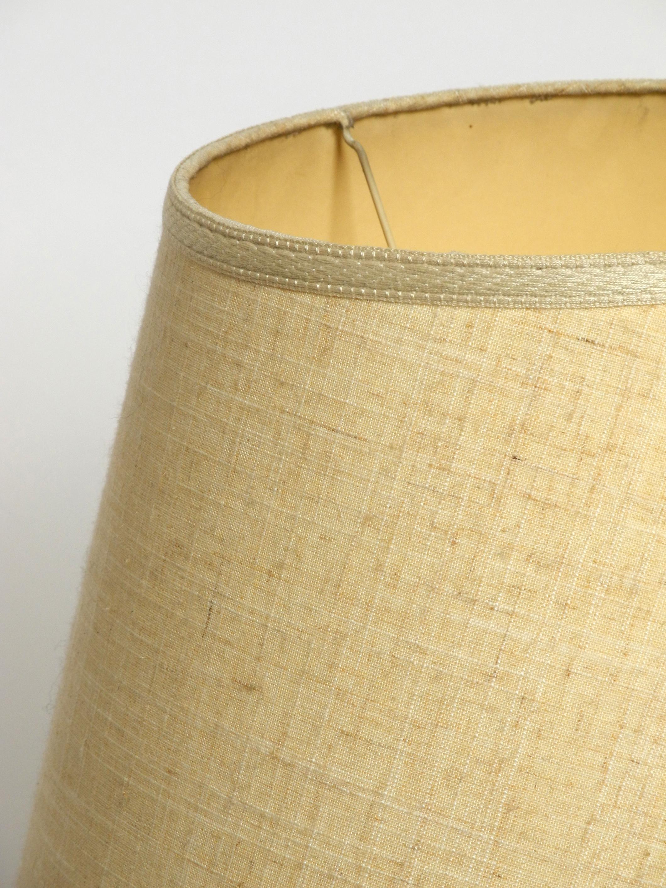 Large 1960s Danish Table Lamp Made of Teak with Original Fabric Shade 1