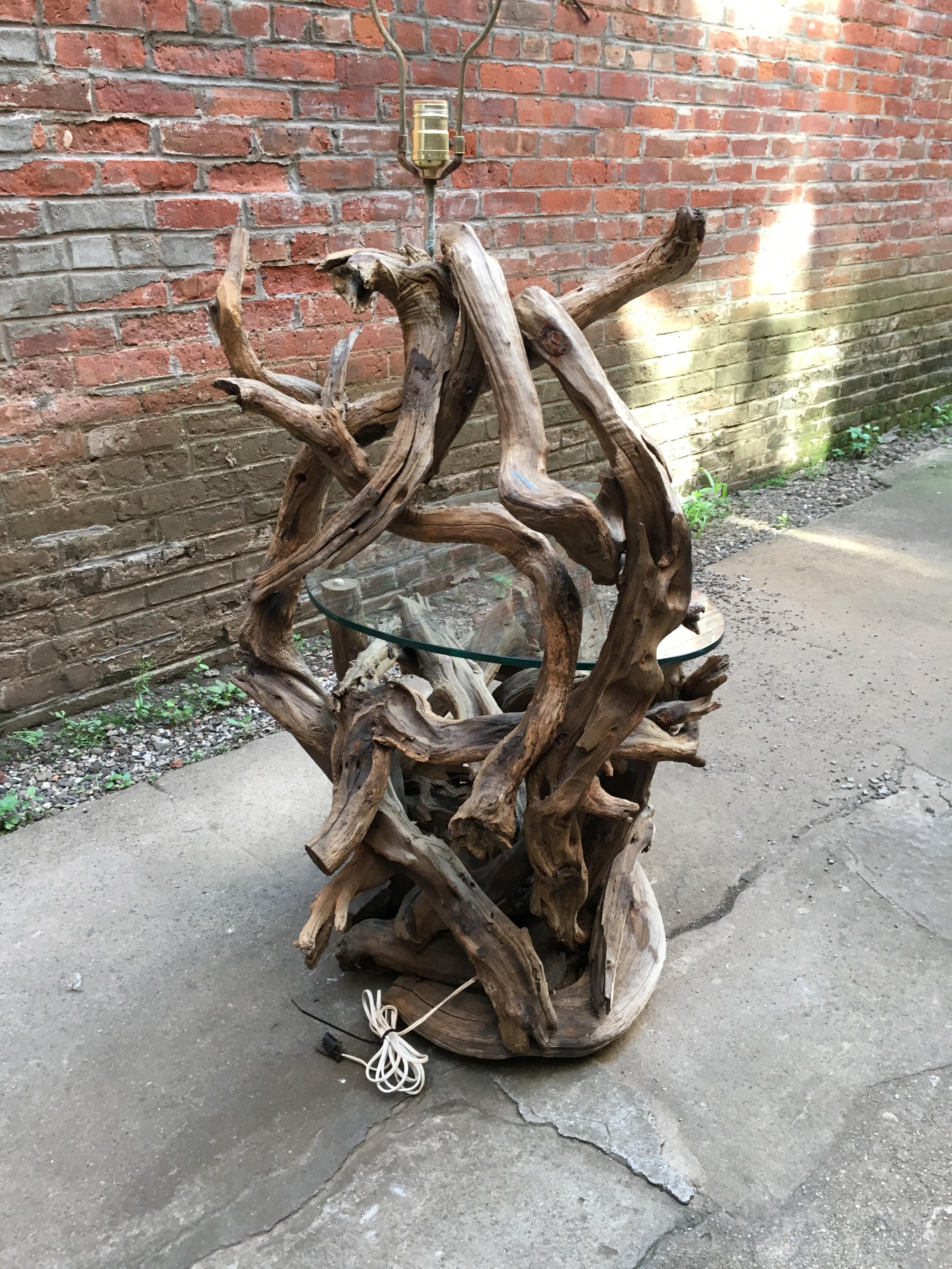 Mid-20th Century Large 1960s Driftwood Table Floor Lamp