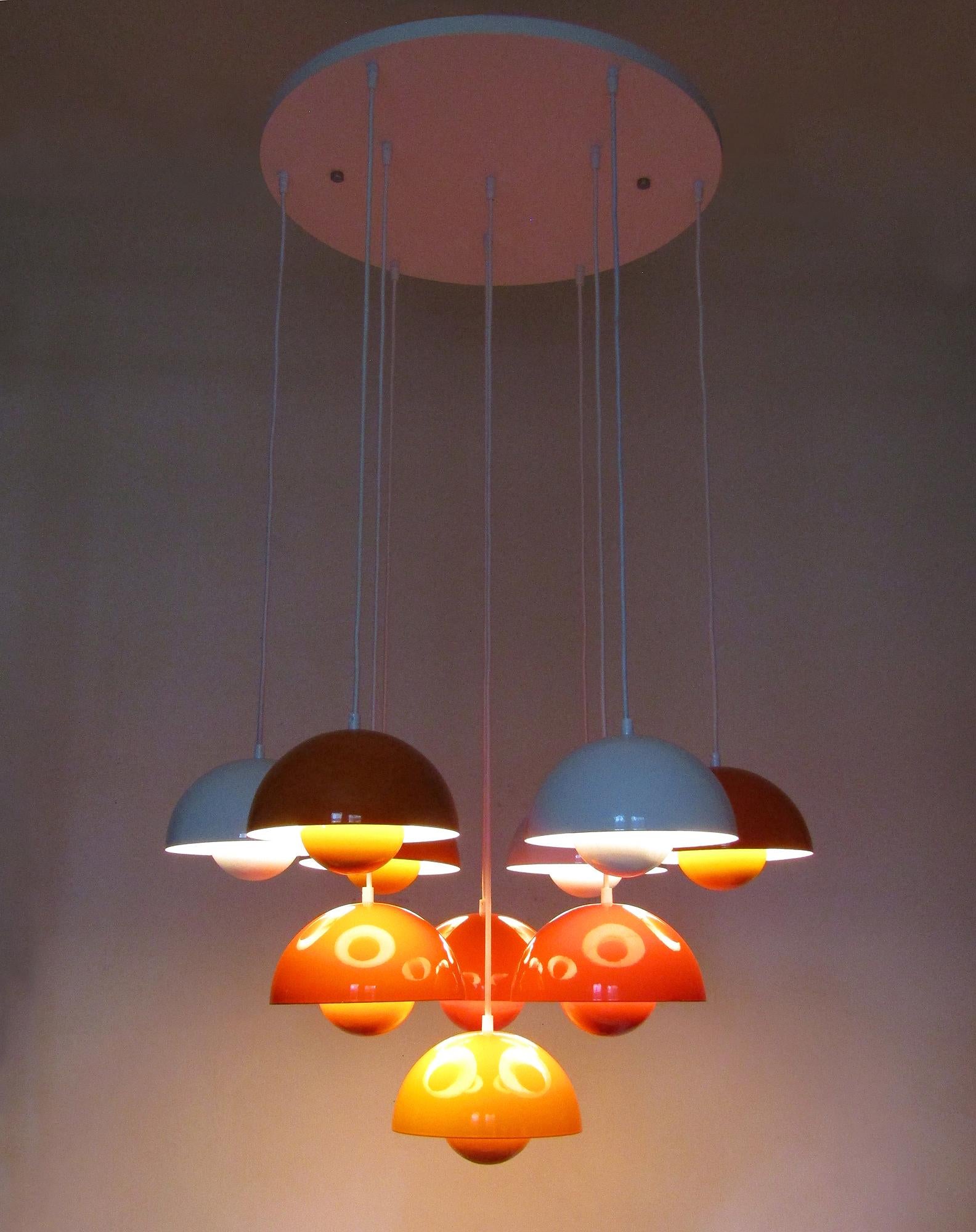 Large 1960s Flowerpot Chandelier by Verner Panton for Louis Poulsen 5